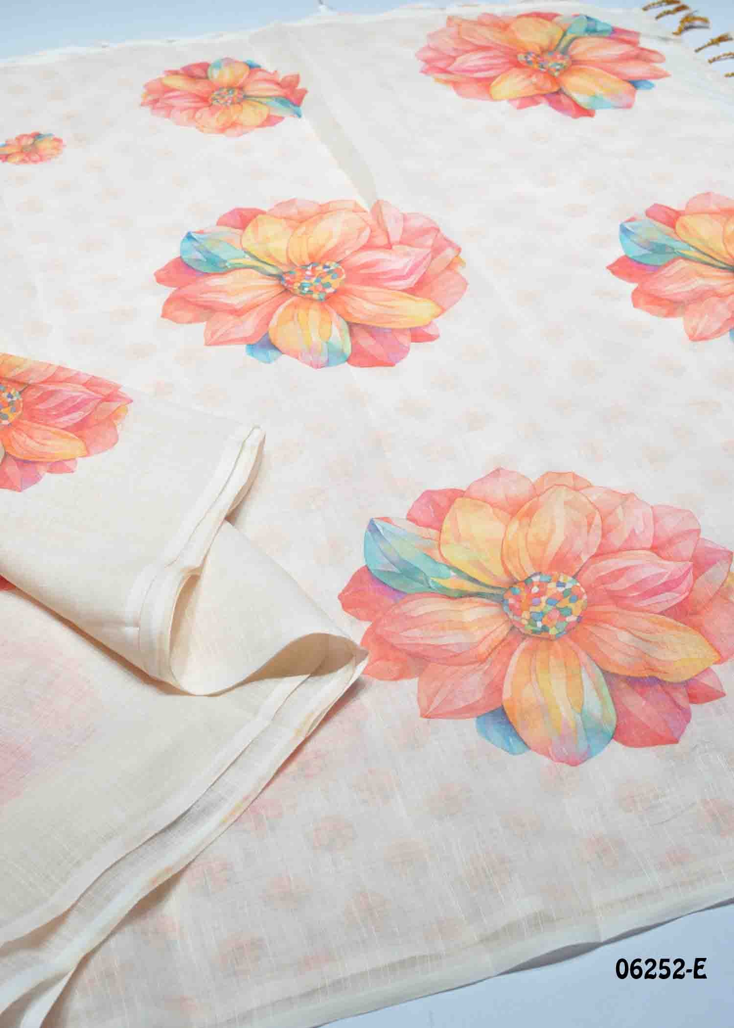 Ice Cream - 06252-E Tan Color Trendy Linen Cotton Saree CM1411296 (LR4E)