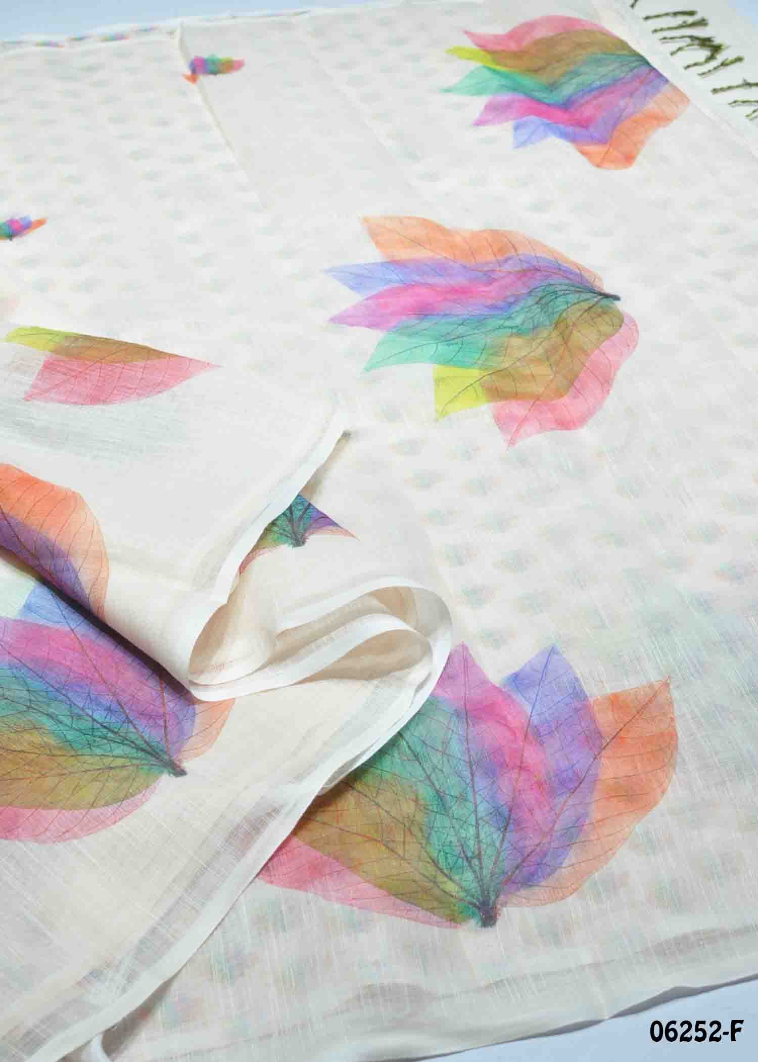 Ice Cream - 06252-F Tan Color Trendy Linen Cotton Saree CM1411296 (LR4E)