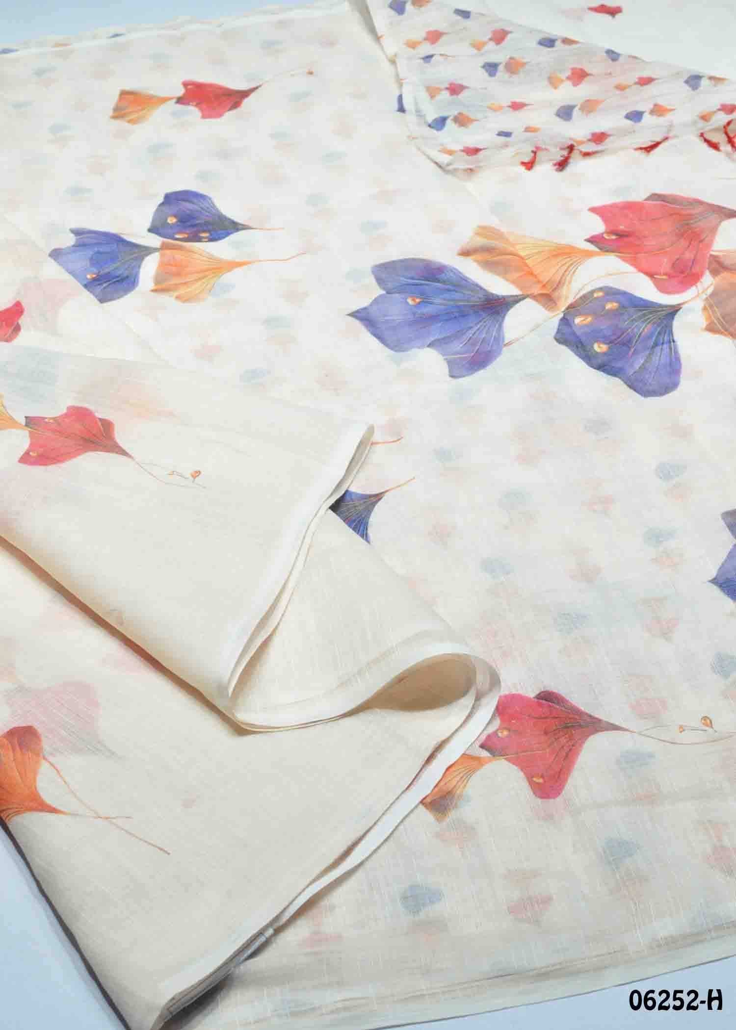 Ice Cream - 06252-H Tan Color Trendy Linen Cotton Saree CM1411296 (LR4E)