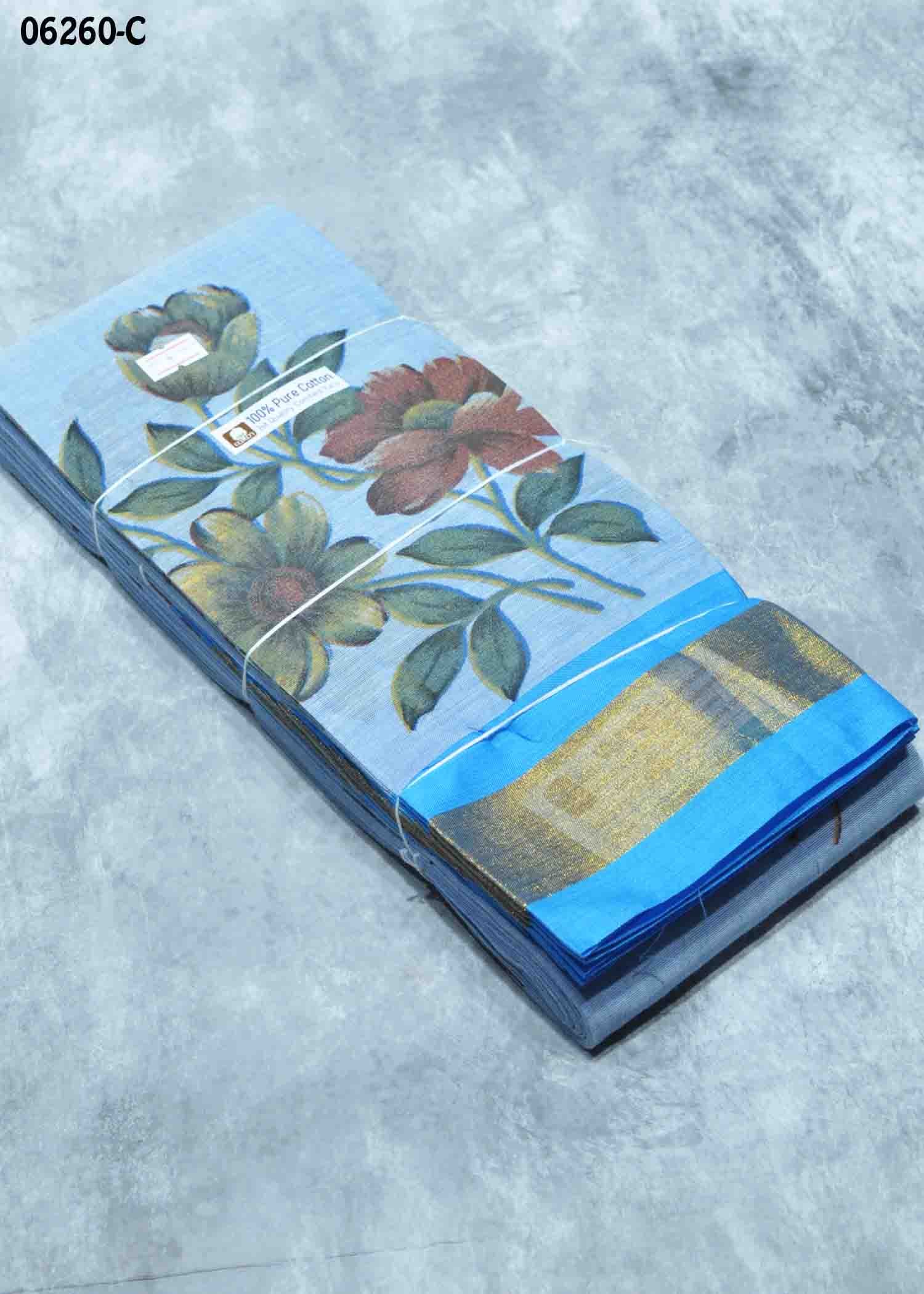 Kruthika - 06260-C SkyBlue Color Excellent Pure Cotton Saree CM1422874 (LR5D)