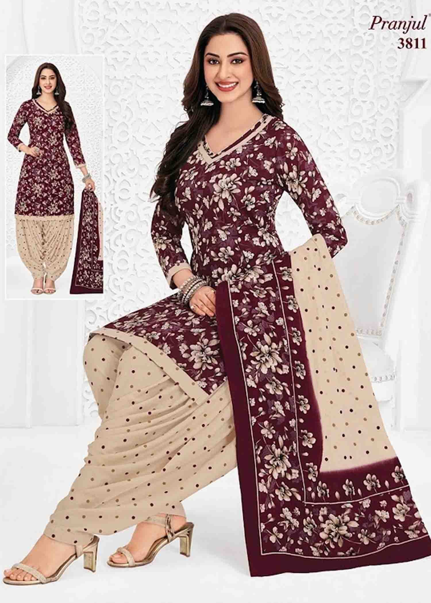 Pranjul Salwar Vol-38 06262-K (XL ) Maroon Color Readymade Cotton Salwar CM1417001 (RR6E)