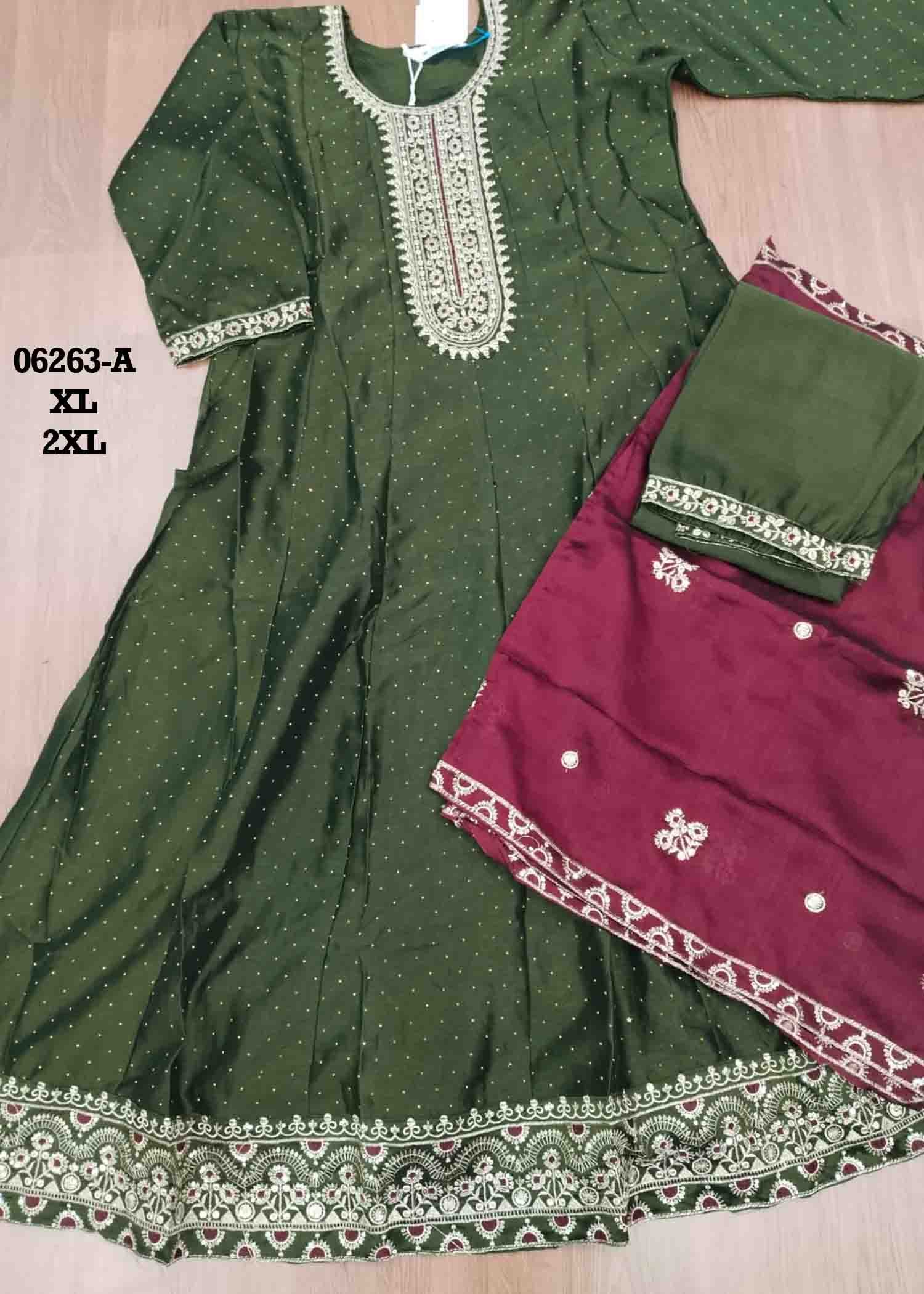 Aadhira- 06263-A (XL-2XL ) ArmyGreen Color Readymade Silk Blend Designer Salwar CM1417431 (RR6C)