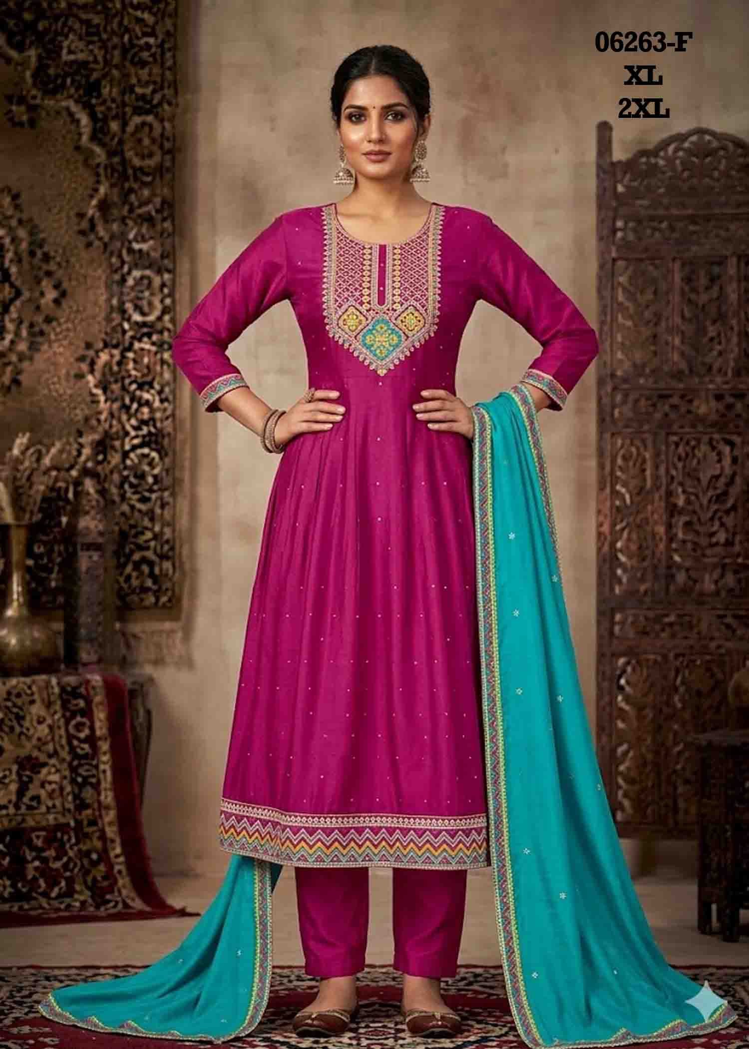 Aadhira- 06263-F (XL-2XL ) DarkPink Color Readymade Silk Blend Designer Salwar CM1417431 (RR6C)