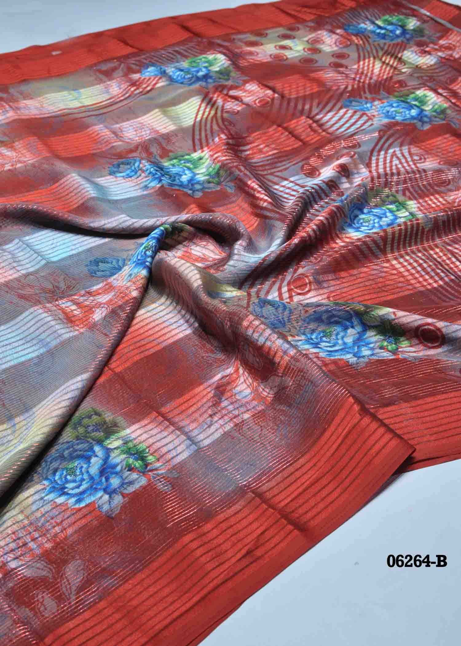 Thenmozhi - 06264-B Red Color Excellent Soft Chiffon Saree CM1417611 (RR1C)