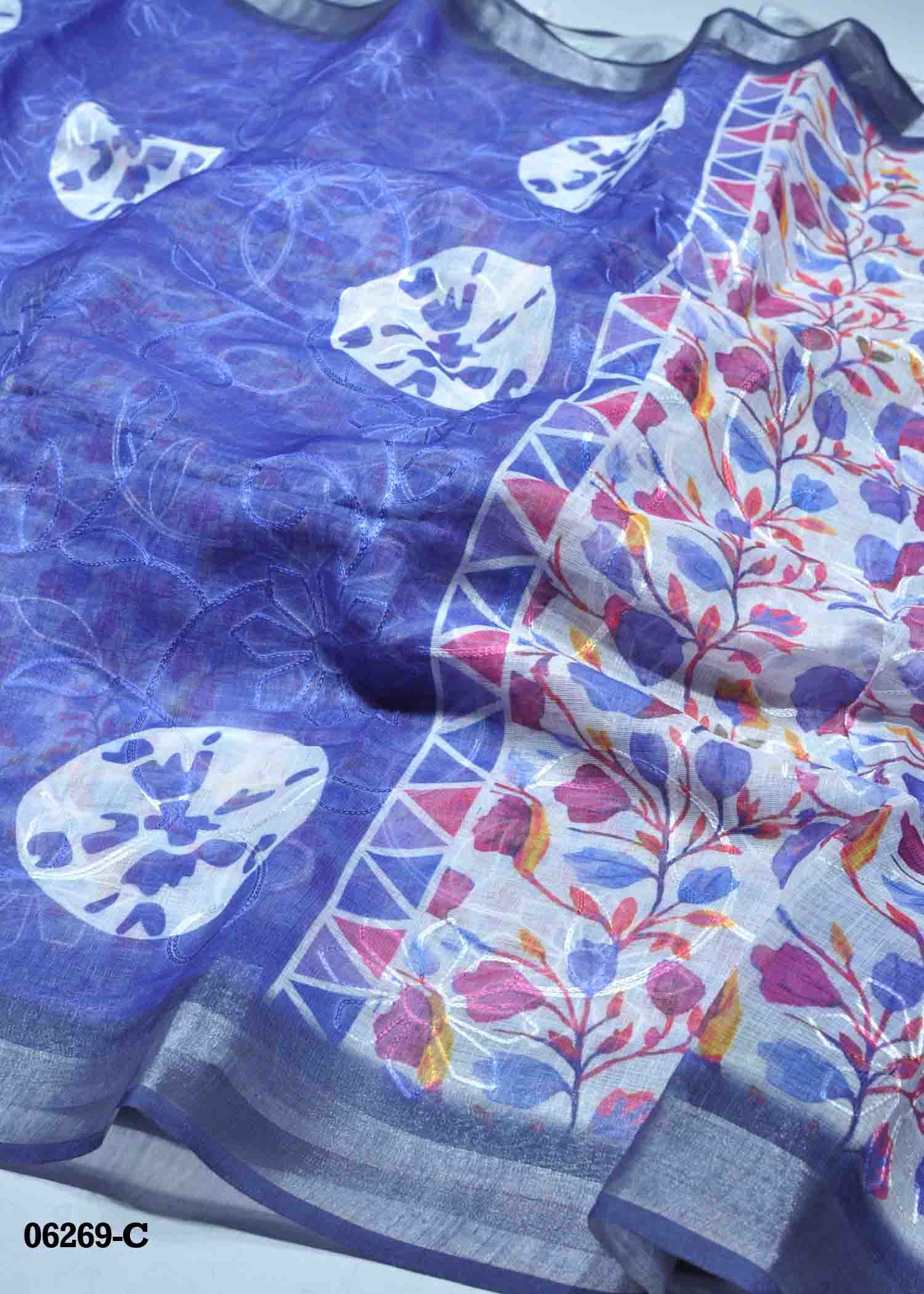 Jyothika - 06269-C InkBlue Color Excellent Linen Cotton Saree CM1403193 (RR1D)