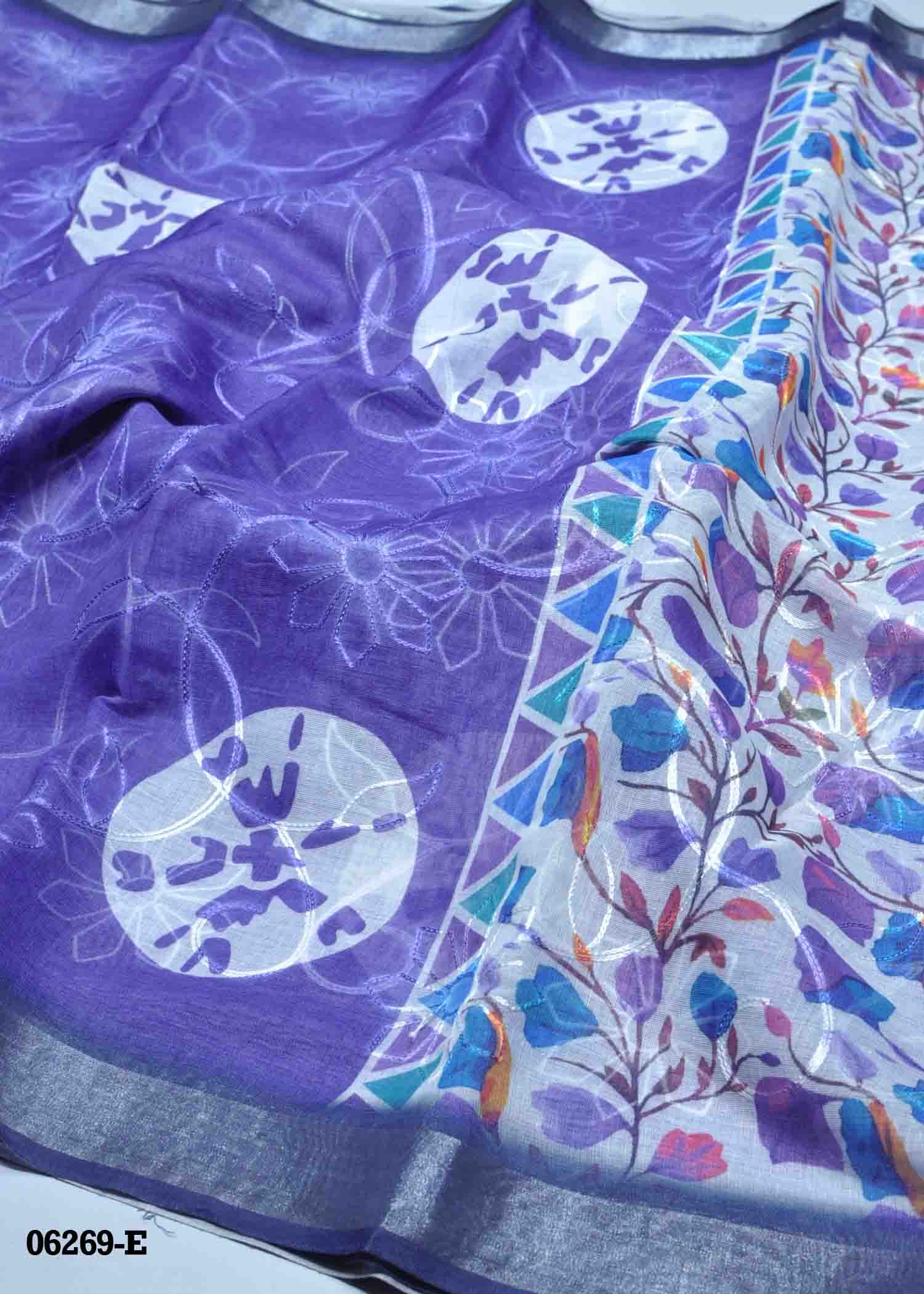 Jyothika - 06269-E Violet Color Excellent Linen Cotton Saree CM1403193 (RR1D)