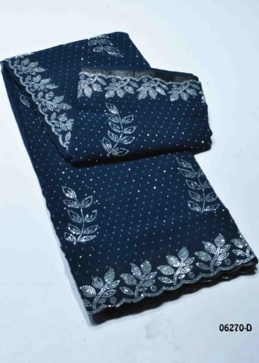 Shreya - 06270-D  PeacockBlue Color Excellent Stone Work Georgette Saree CM1425274 (RR3E)