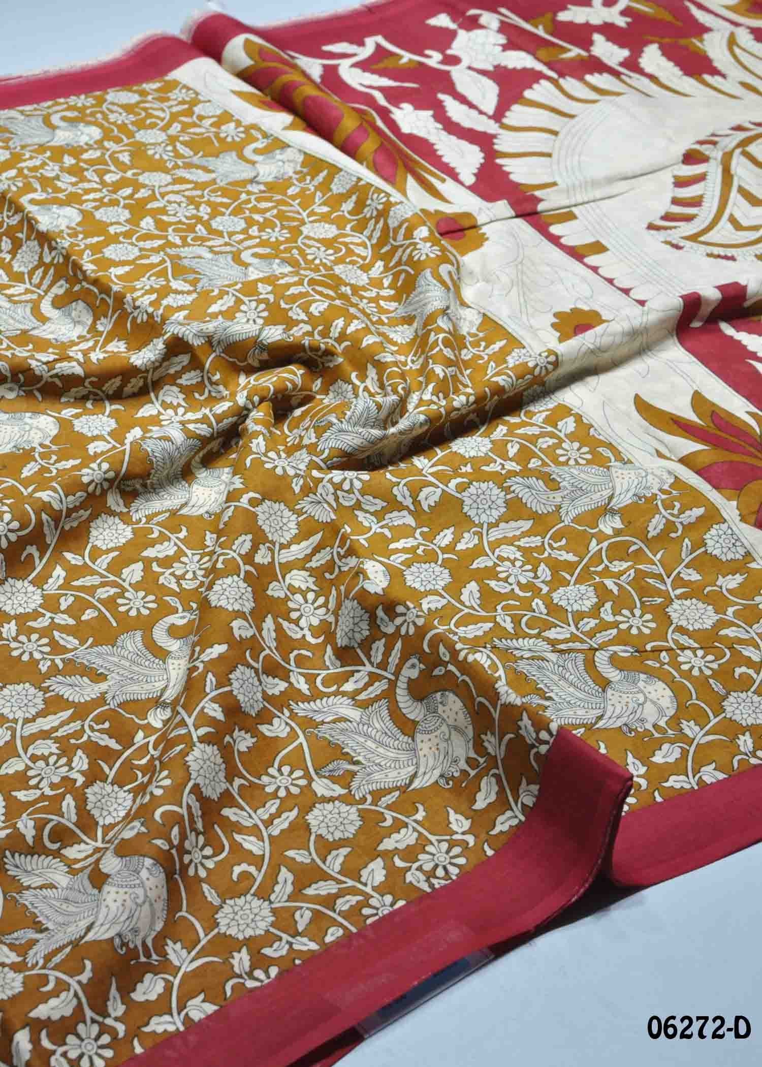 Vruthika - 06272-D Mustard Color Summer Special Battik Cotton Saree CM1414698 (RR1B)