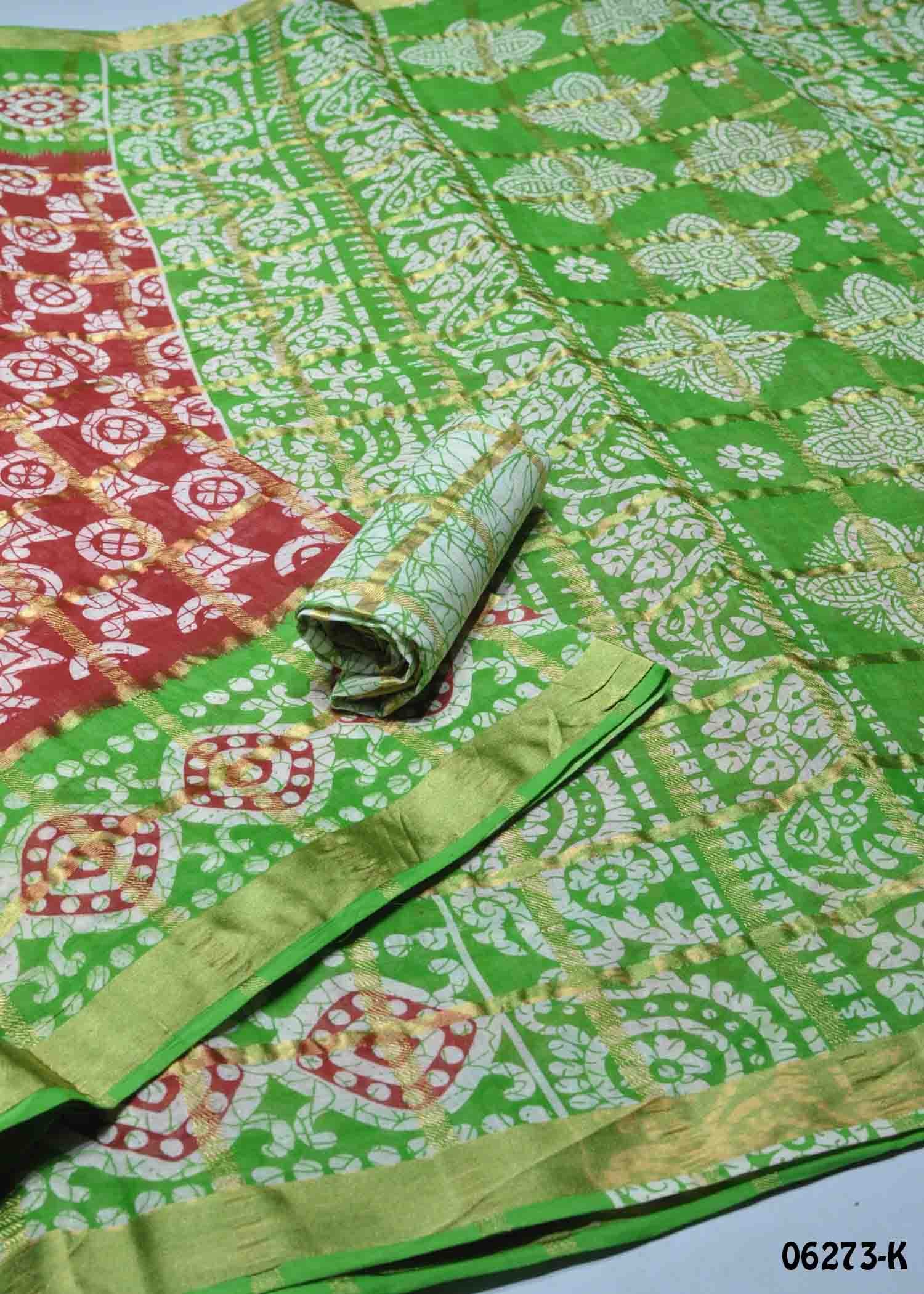 Aswanthika - 06273-K Red Color Summer Special Battik Cotton Saree CM1413940 (RR1E)