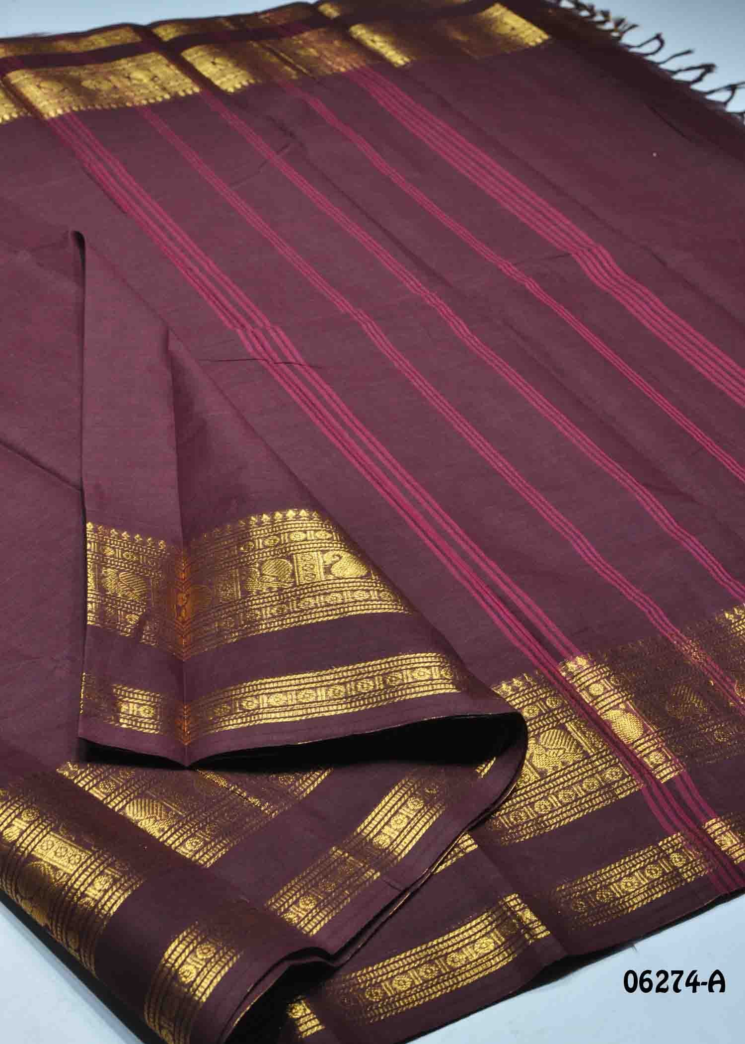 Yuvasri - 06274-A CoffeeBrown Color Excellent Traditional Chettinad Cotton Saree CM1423125 (RR2B)