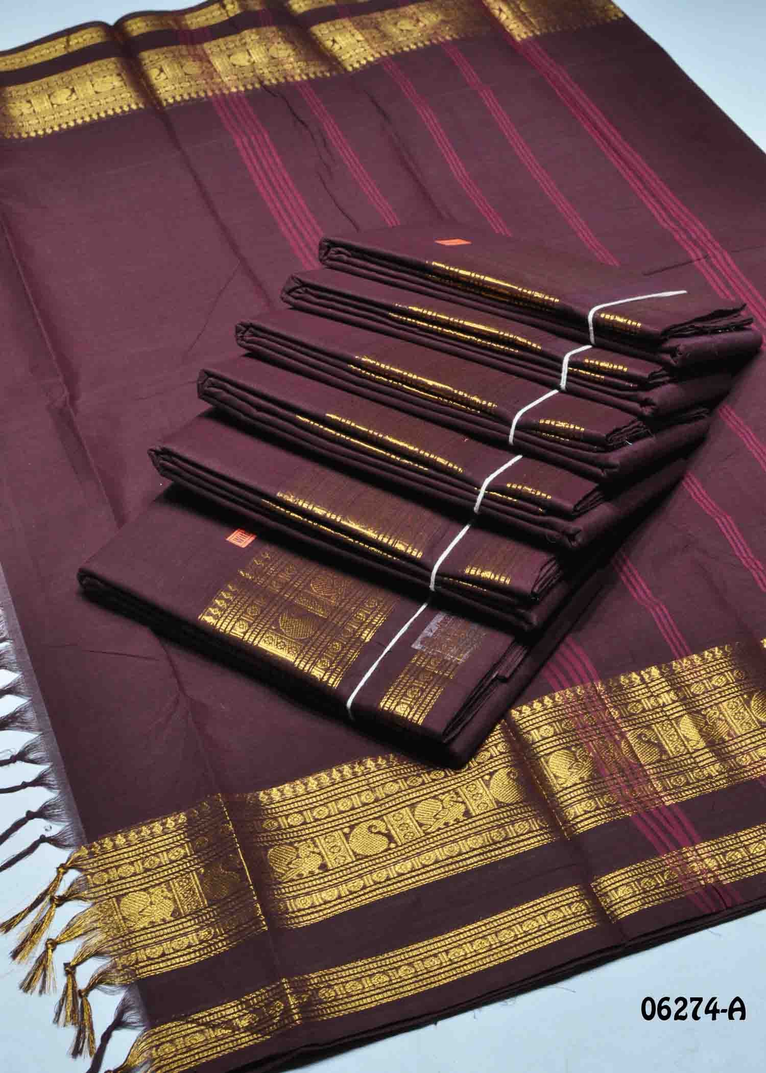 Yuvasri - 06274-A CoffeeBrown Color Excellent Traditional Chettinad Cotton Saree CM1423125 (RR2B)