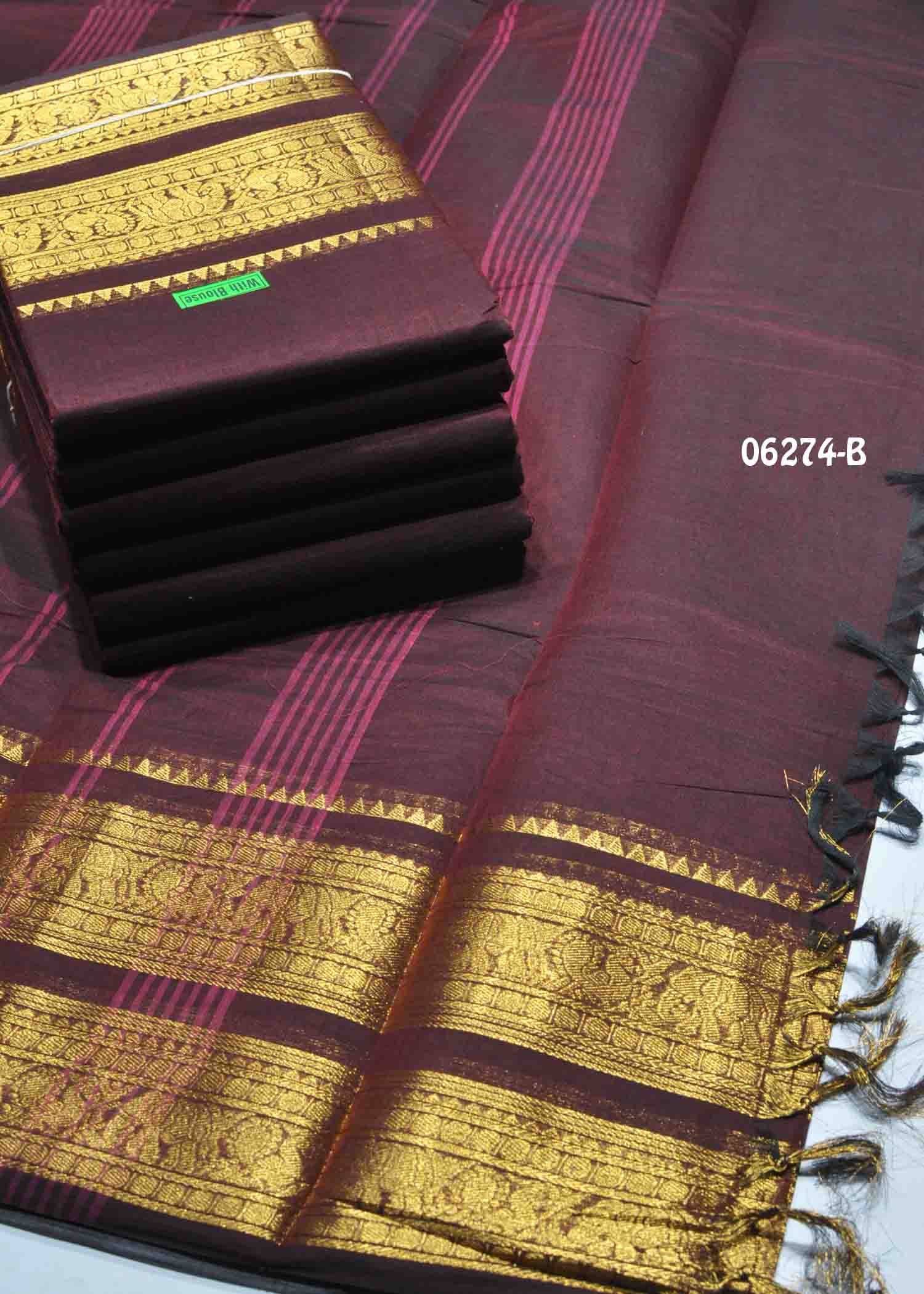 Yuvasri - 06274-B CoffeeBrown Color Excellent Traditional Chettinad Cotton Saree CM1427210 (RR2B)