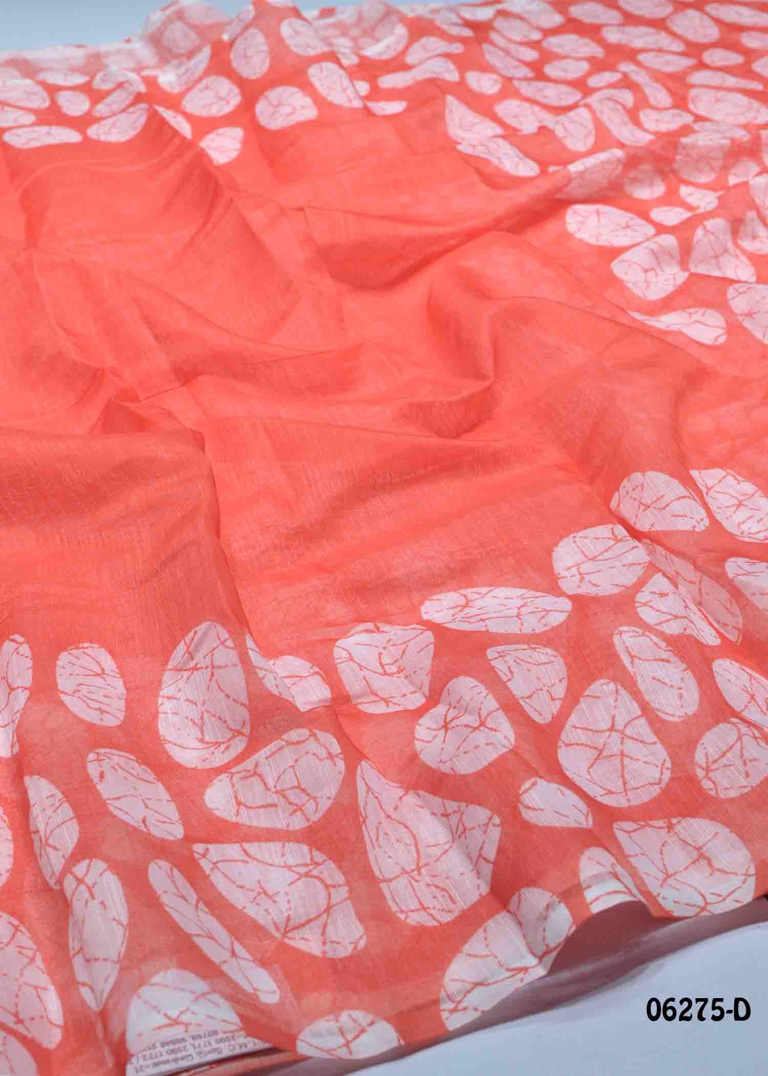 Aavishika- 06275-D Orange Color Excellent Linen Cotton Saree CM1416737 (RR1E)