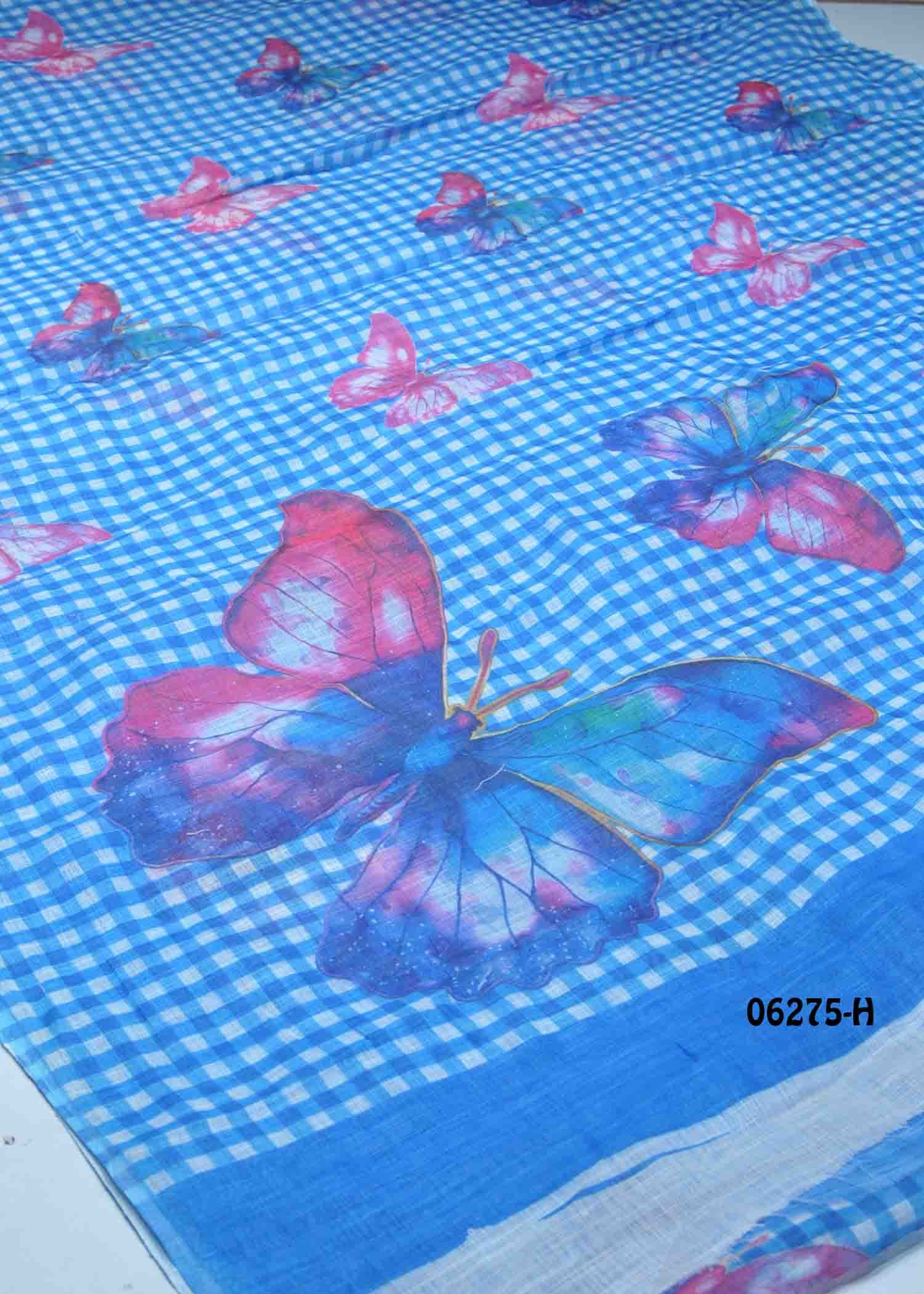 Aavishika- 06275-H Blue Color Excellent Linen Cotton Saree CM1416737 (RR1E)