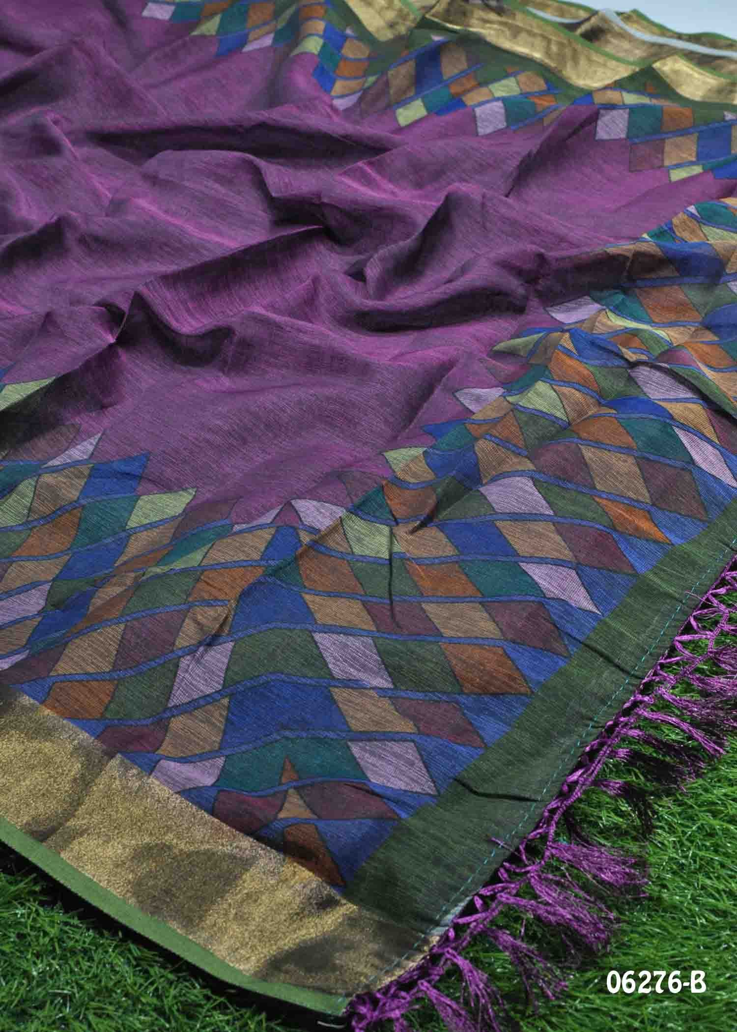 Annapurna- 06276-B Purple Color Excellent Linen Cotton Saree CM1395780 (RR2C)