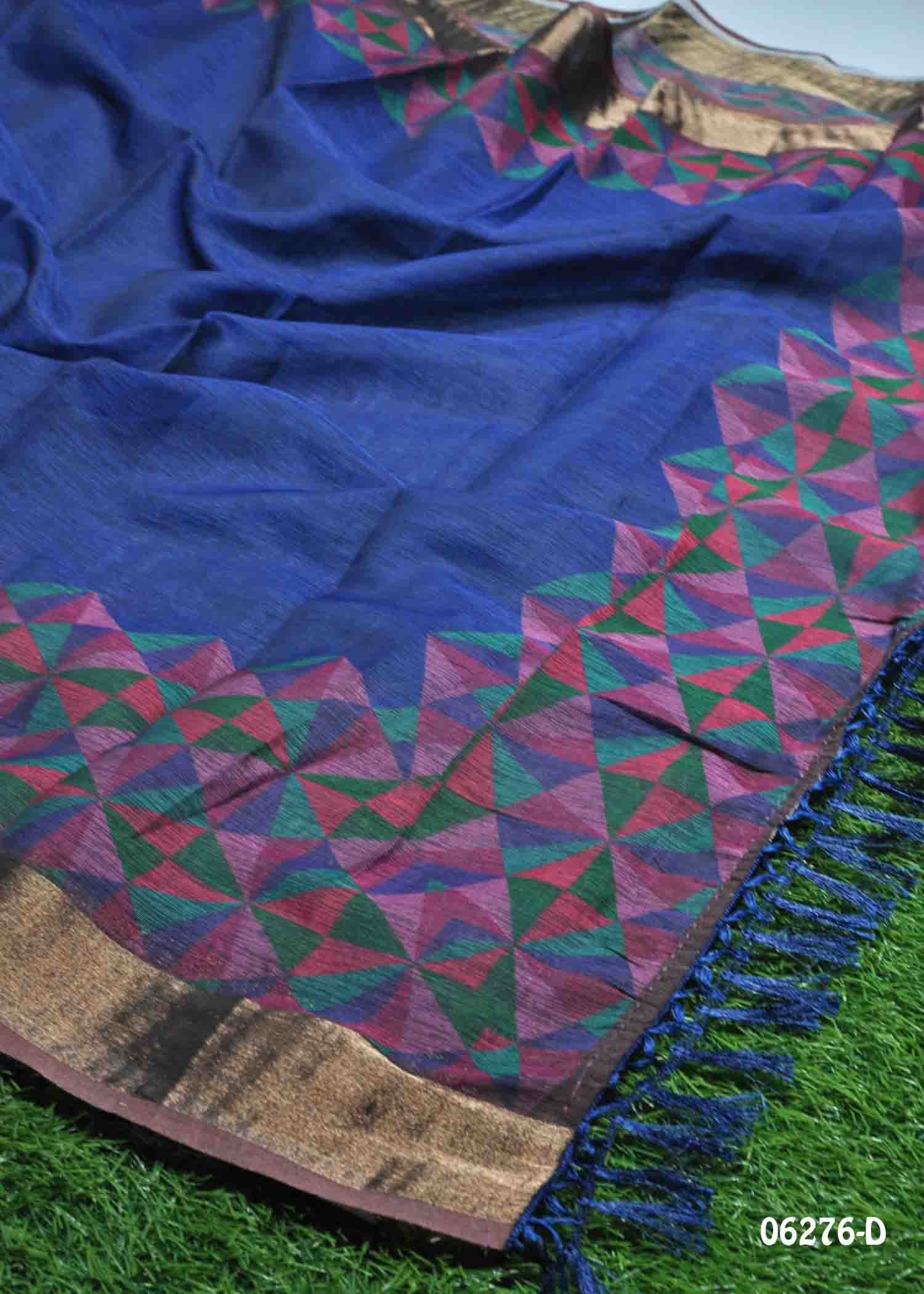 Annapurna- 06276-D NavyBlue Color Excellent Linen Cotton Saree CM1395780 (RR2C)