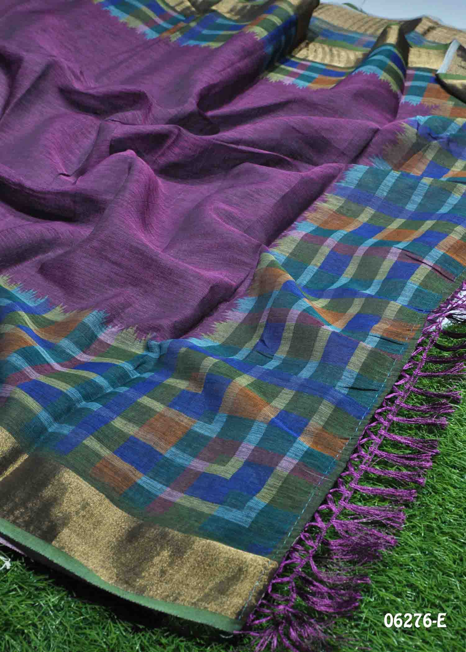 Annapurna- 06276-E Purple Color Excellent Linen Cotton Saree CM1395780 (RR2C)
