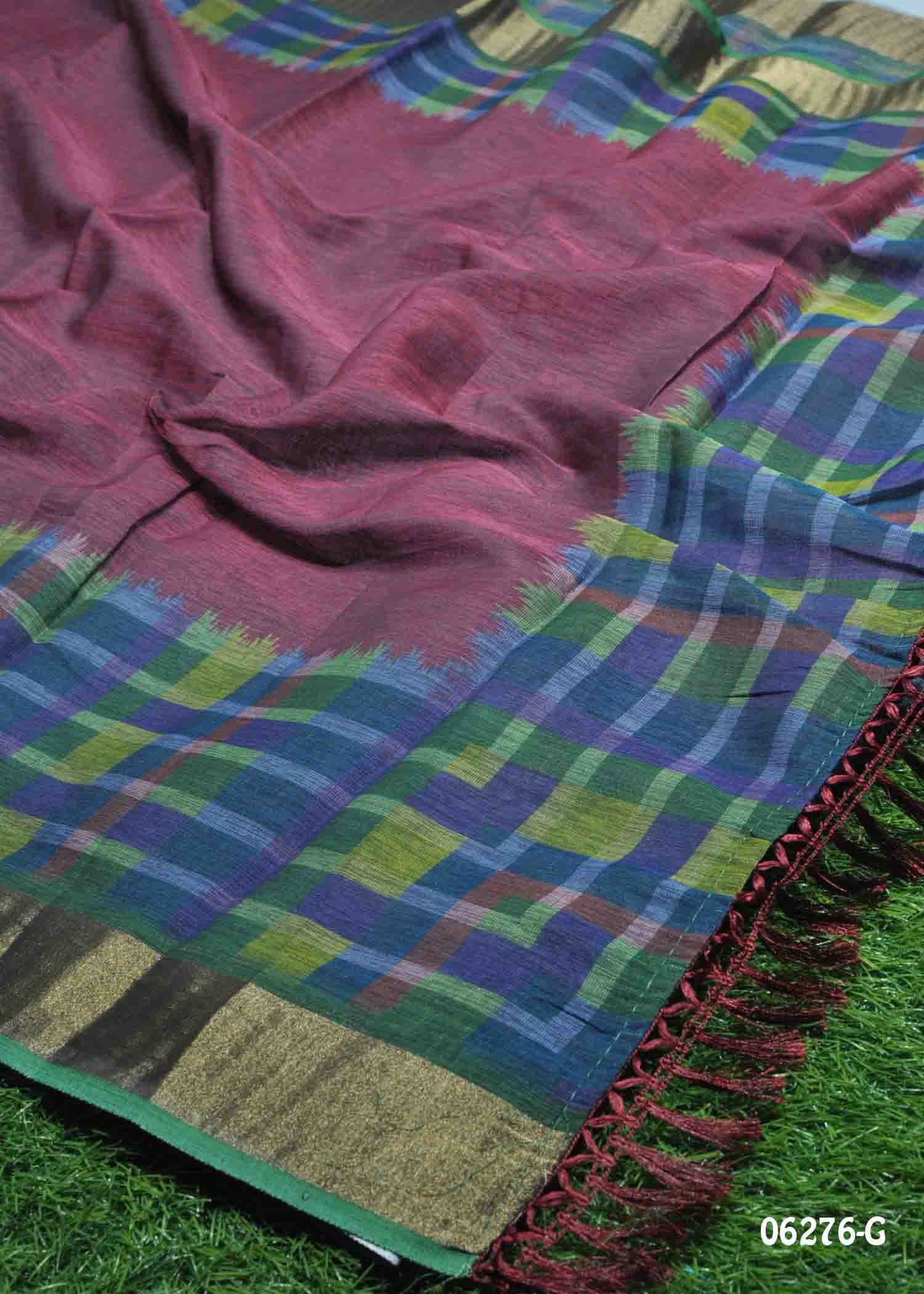 Annapurna- 06276-G Purple Color Excellent Linen Cotton Saree CM1395780 (RR2C)