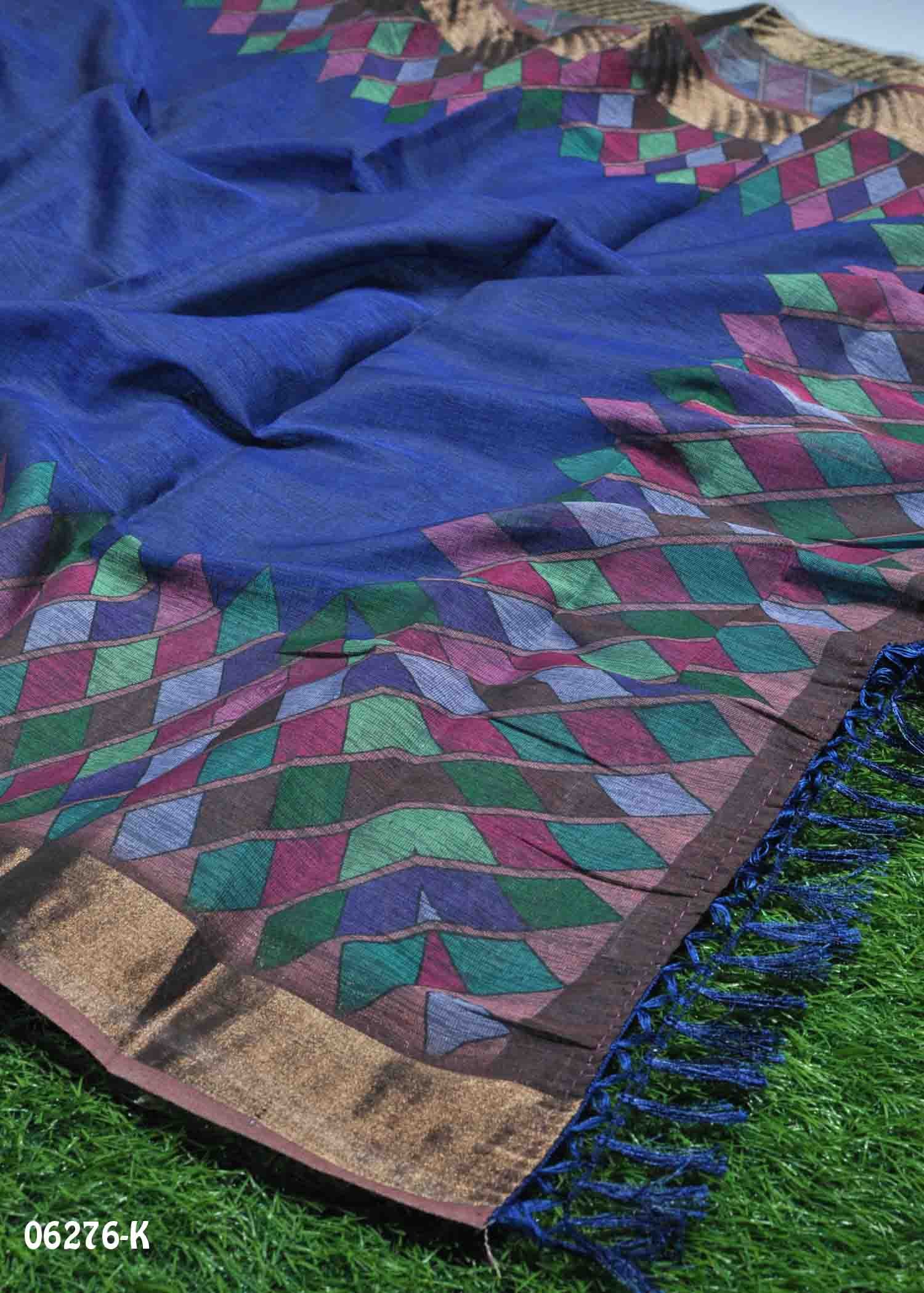 Annapurna- 06276-K NavyBlue Color Excellent Linen Cotton Saree CM1395780 (RR2C)