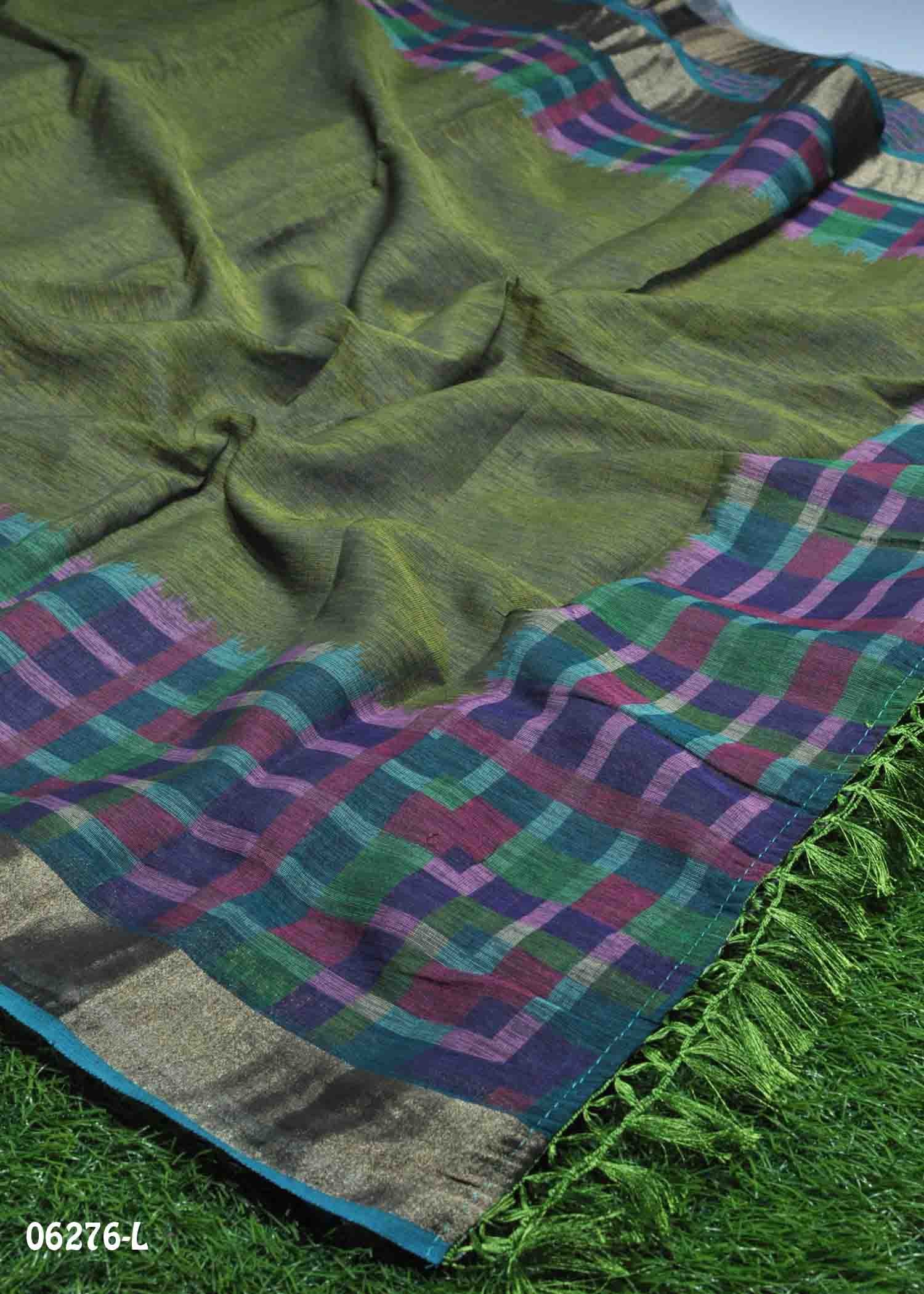 Annapurna- 06276-L Green Color Excellent Linen Cotton Saree CM1395780 (RR2C)