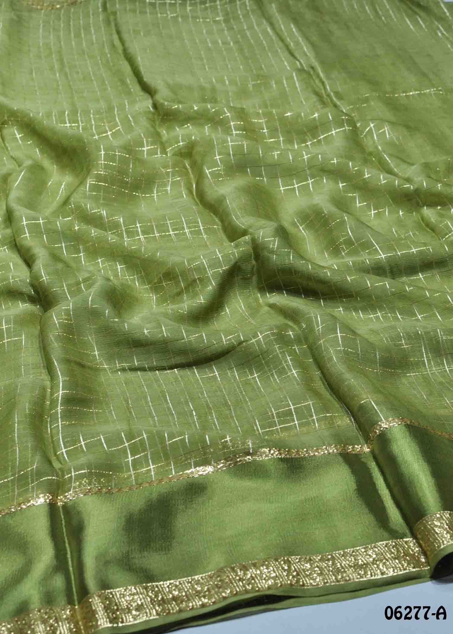 Keerthana - 06277-A Olive Green Color Excellent Viscose Georgette Saree CM1427520 (RR2C)