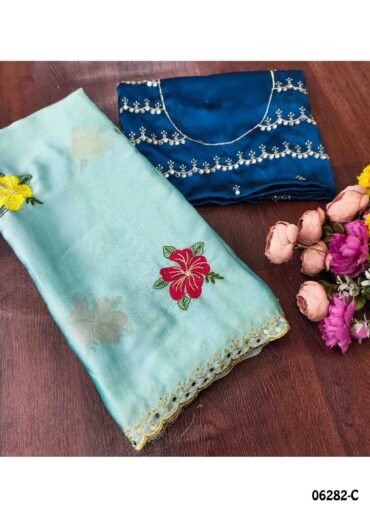 Thosika- 06282-C  LightBlue Color Excellent Mirror Soft Rangoli Silk Saree CM1420697 (RR4D)