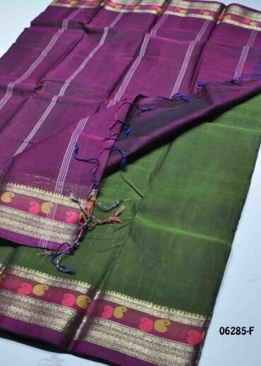Nainika - 06285-F  OliveGreen Color Traditional Bengal Cotton Saree CM1418249 (RR4B)