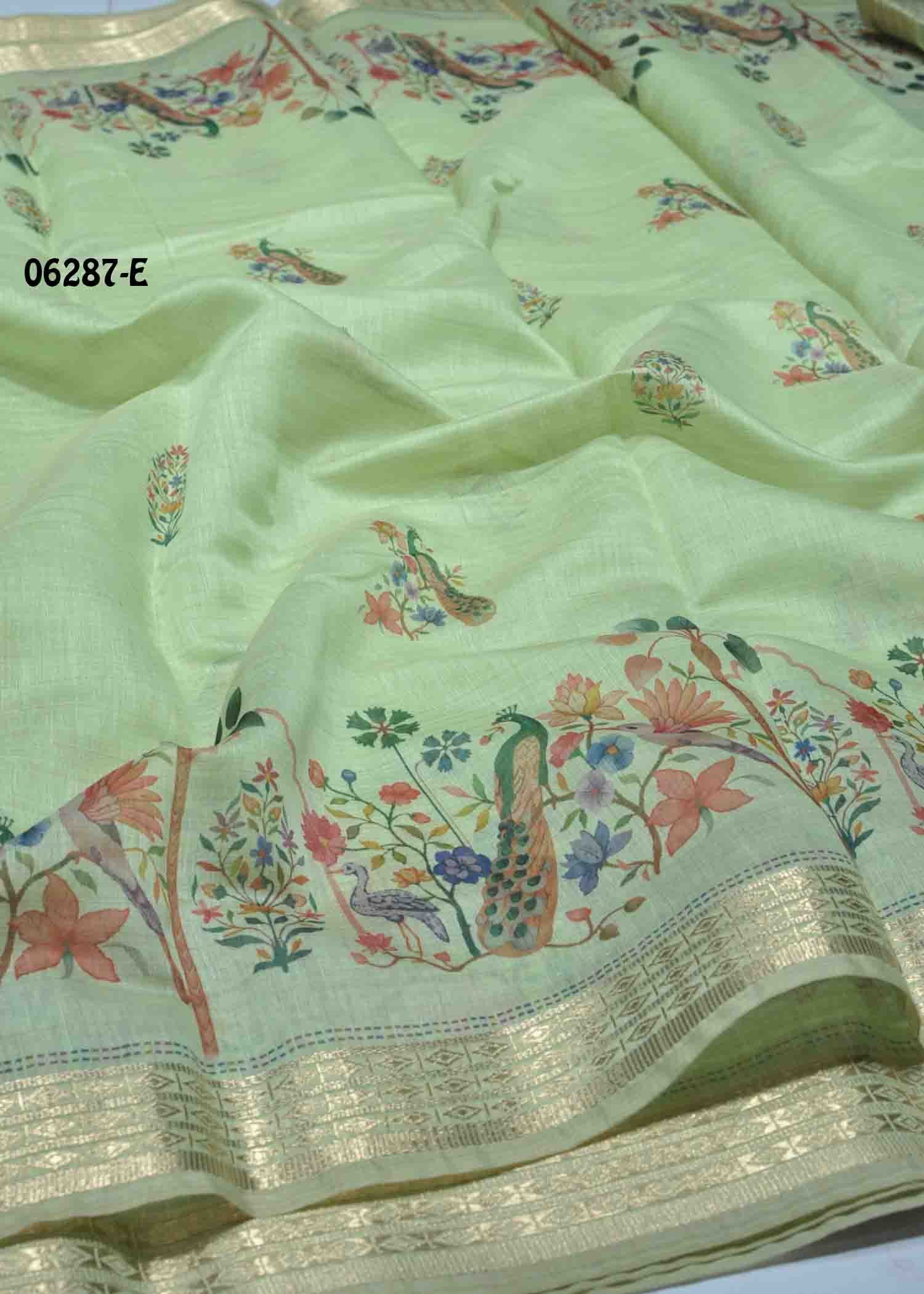 Thendral - 06287-E LightGreen Color Trendy Chanderi Cotton Saree CM1402499 (RR4D)