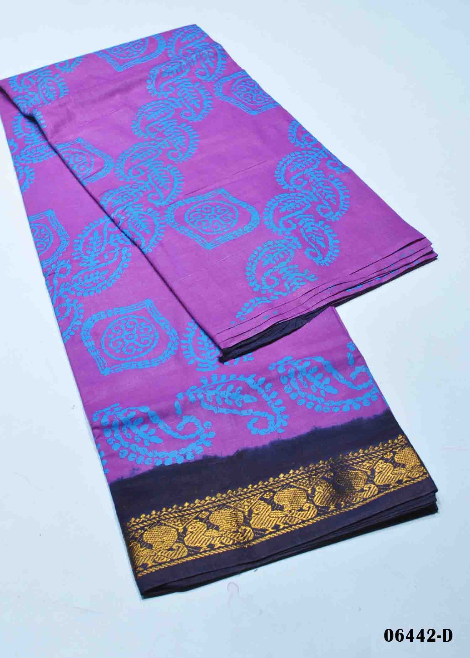 Vrusha - 06442-D Purple Color Excellent Soft MDU Cotton Saree CM1416817 (RR4C)