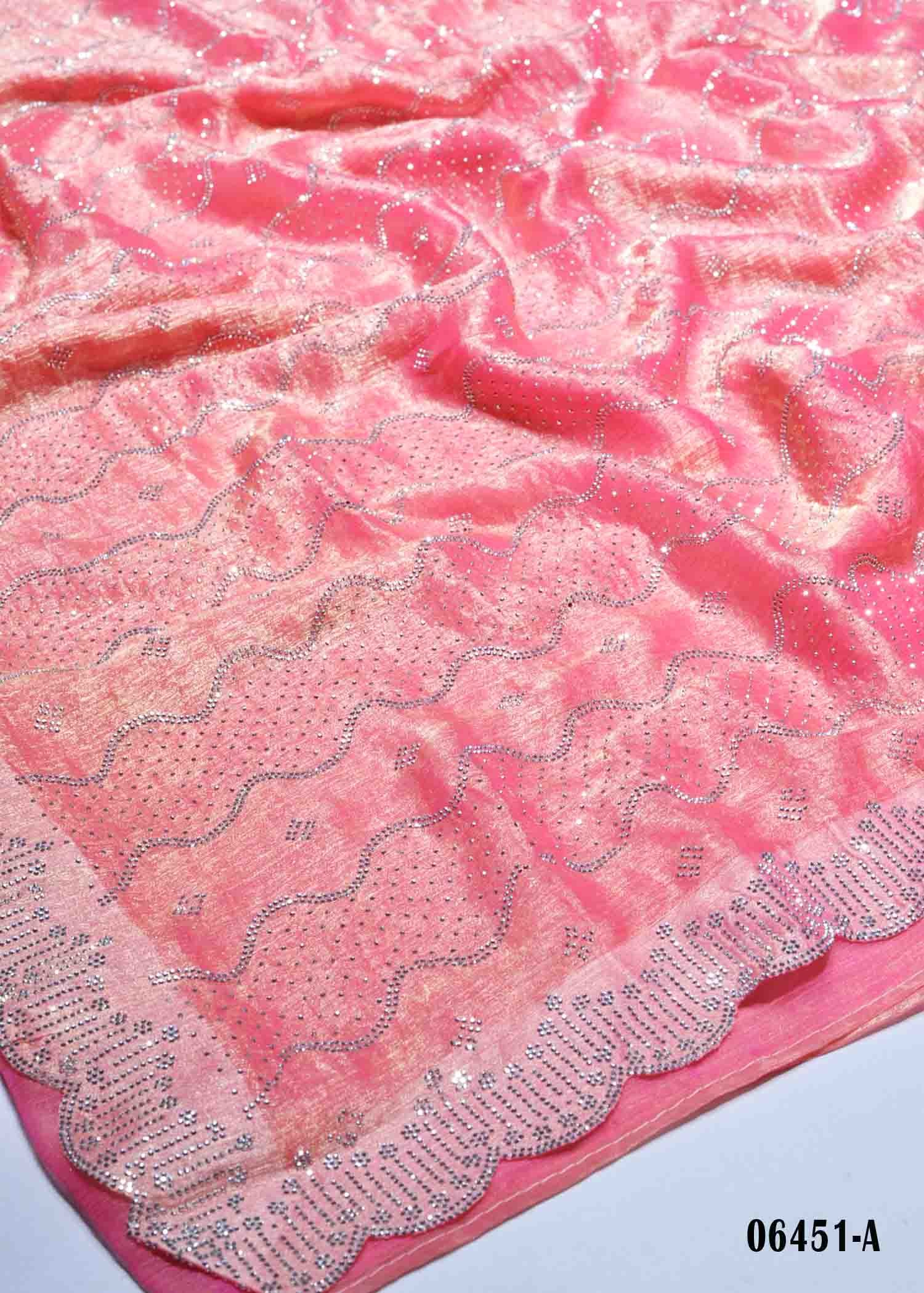 Nivitha - 06451-A Pink Color Stone Work Fancy Saree CM1412314