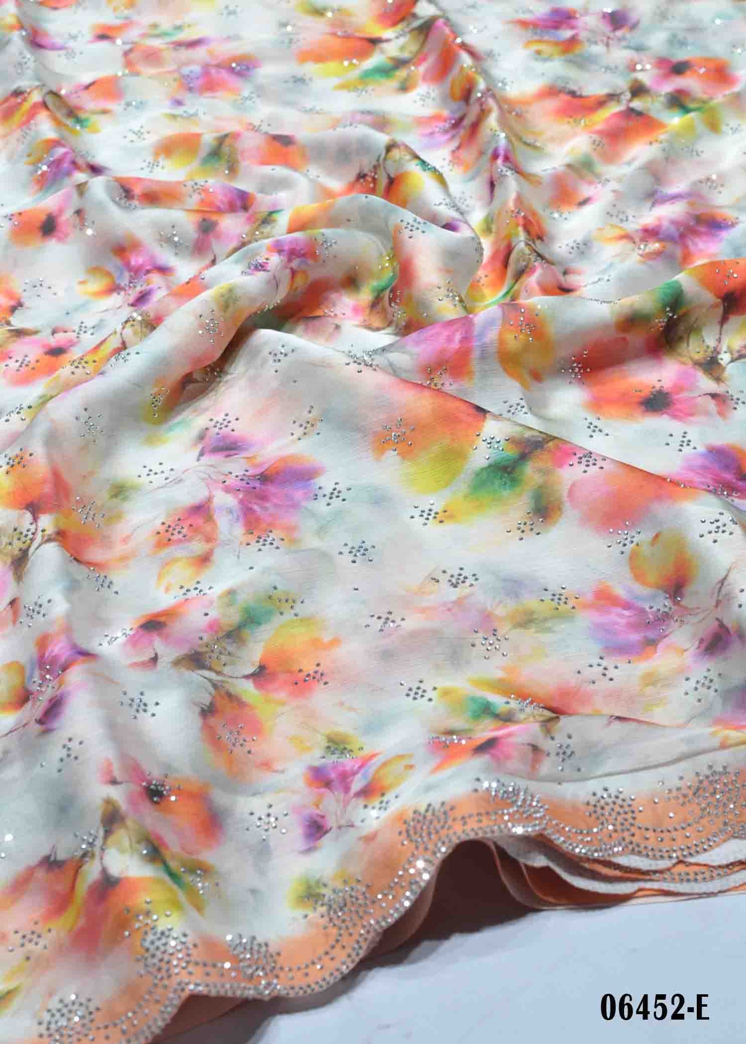 Roja - 06452-E Sandal Color Digital Print Stone Work Fancy Saree CM1412222