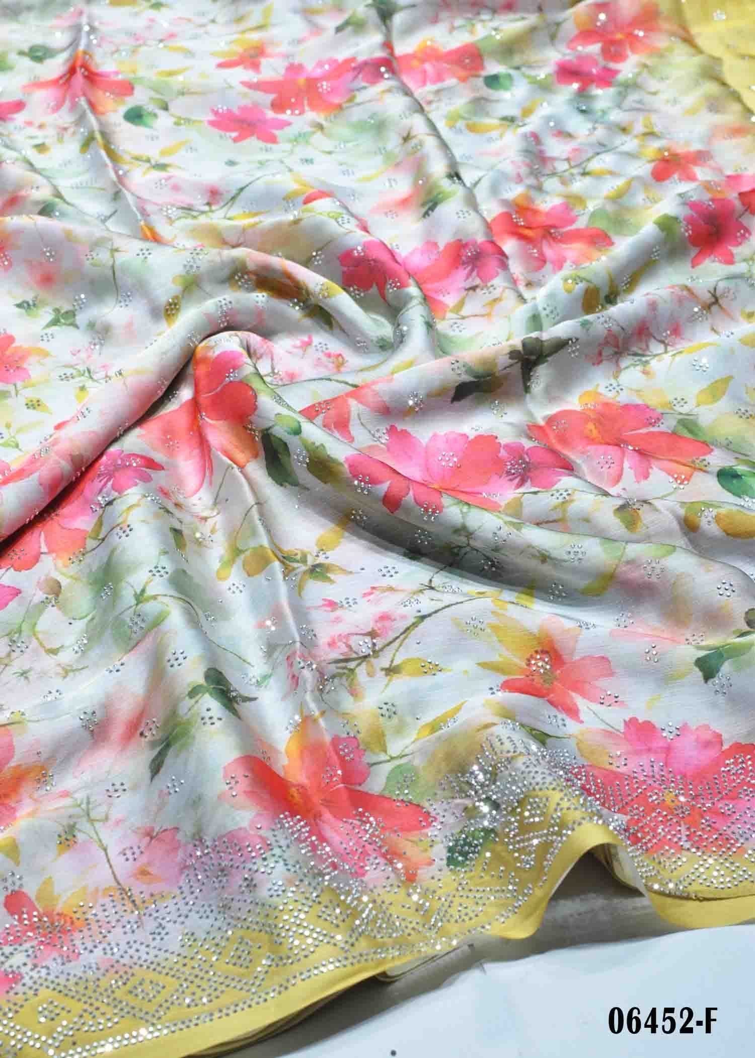 Roja - 06452-F Multi Color Digital Print Stone Work Fancy Saree CM1412222