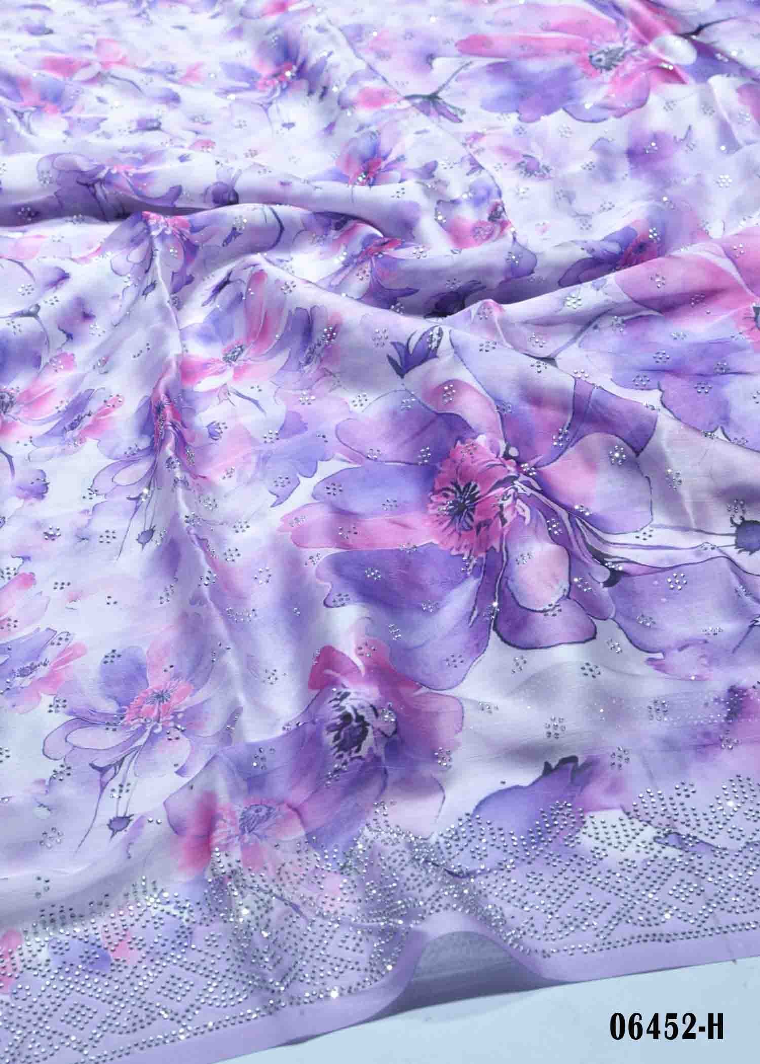 Roja - 06452-H Lavander Color Digital Print Stone Work Fancy Saree CM1412222