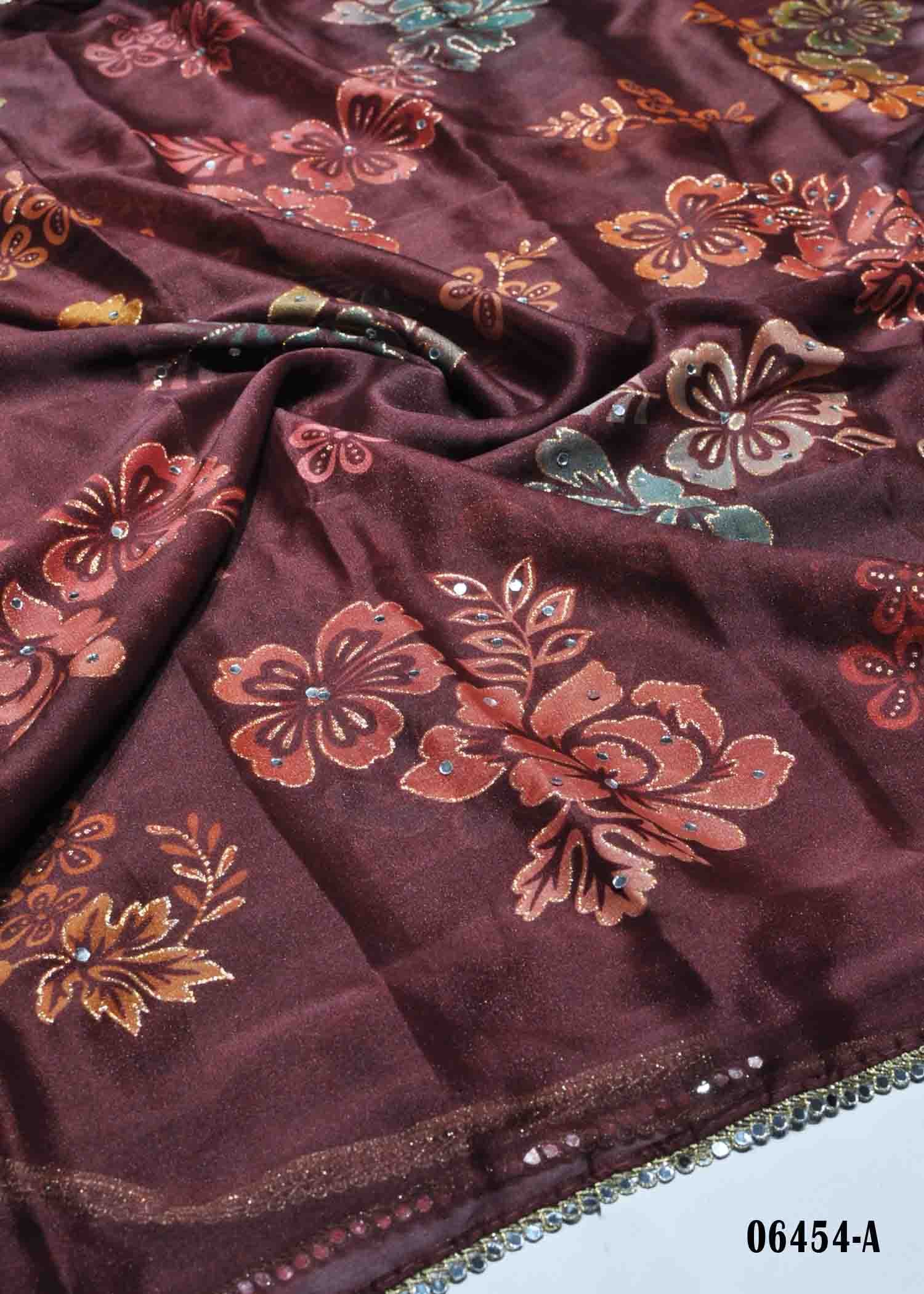 Lekha- 06454-A Maroon Color Moss Crepe Mirror Work Fancy Saree CM1418913