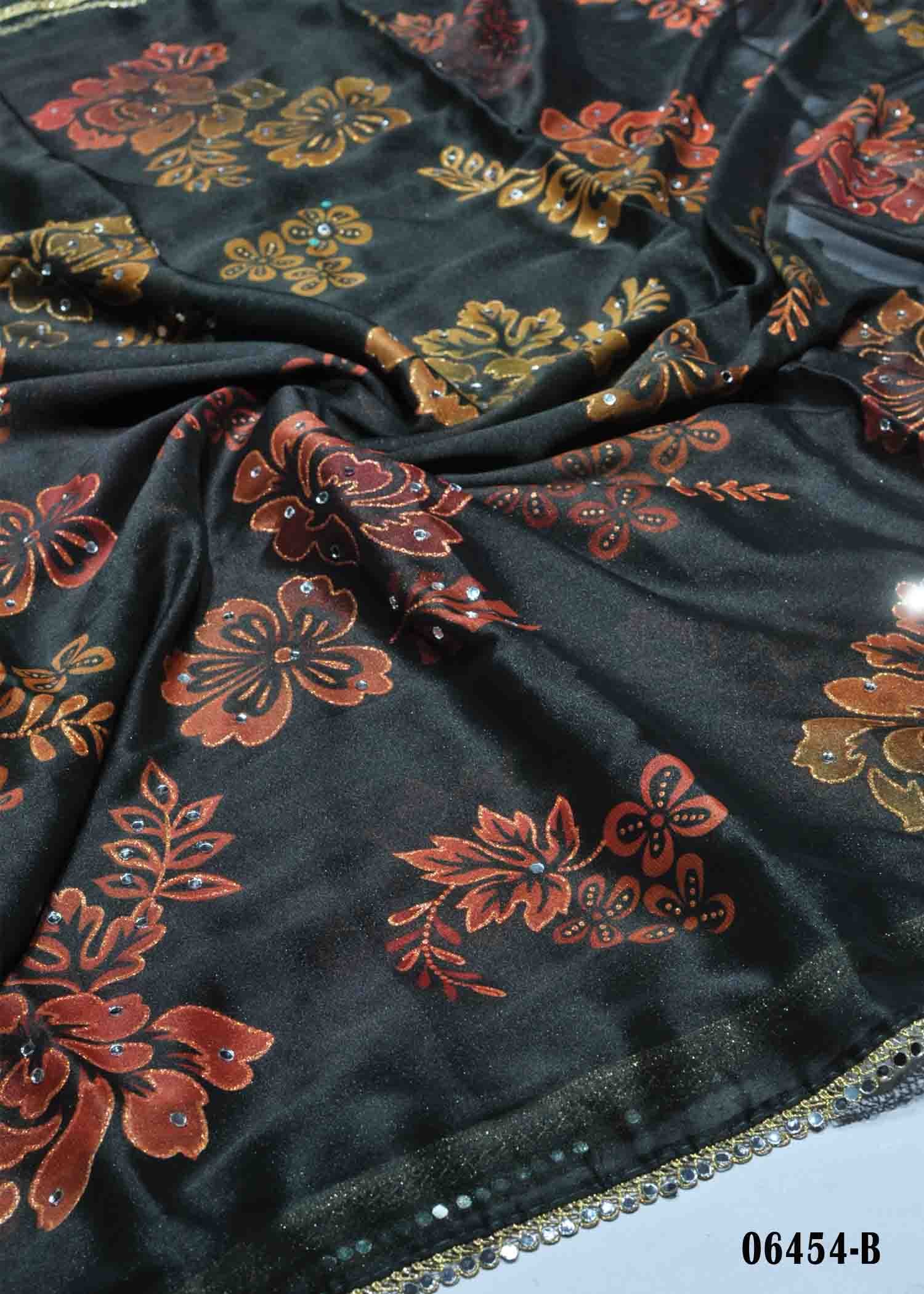 Lekha- 06454-B DarkGreen Color Moss Crepe Mirror Work Fancy Saree CM1418913