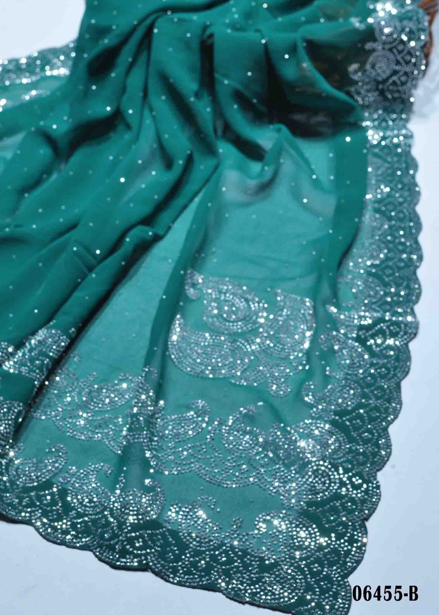 Nirmala - 06455-B Green Color 60Gram Stone Work Fancy Saree CM1411933