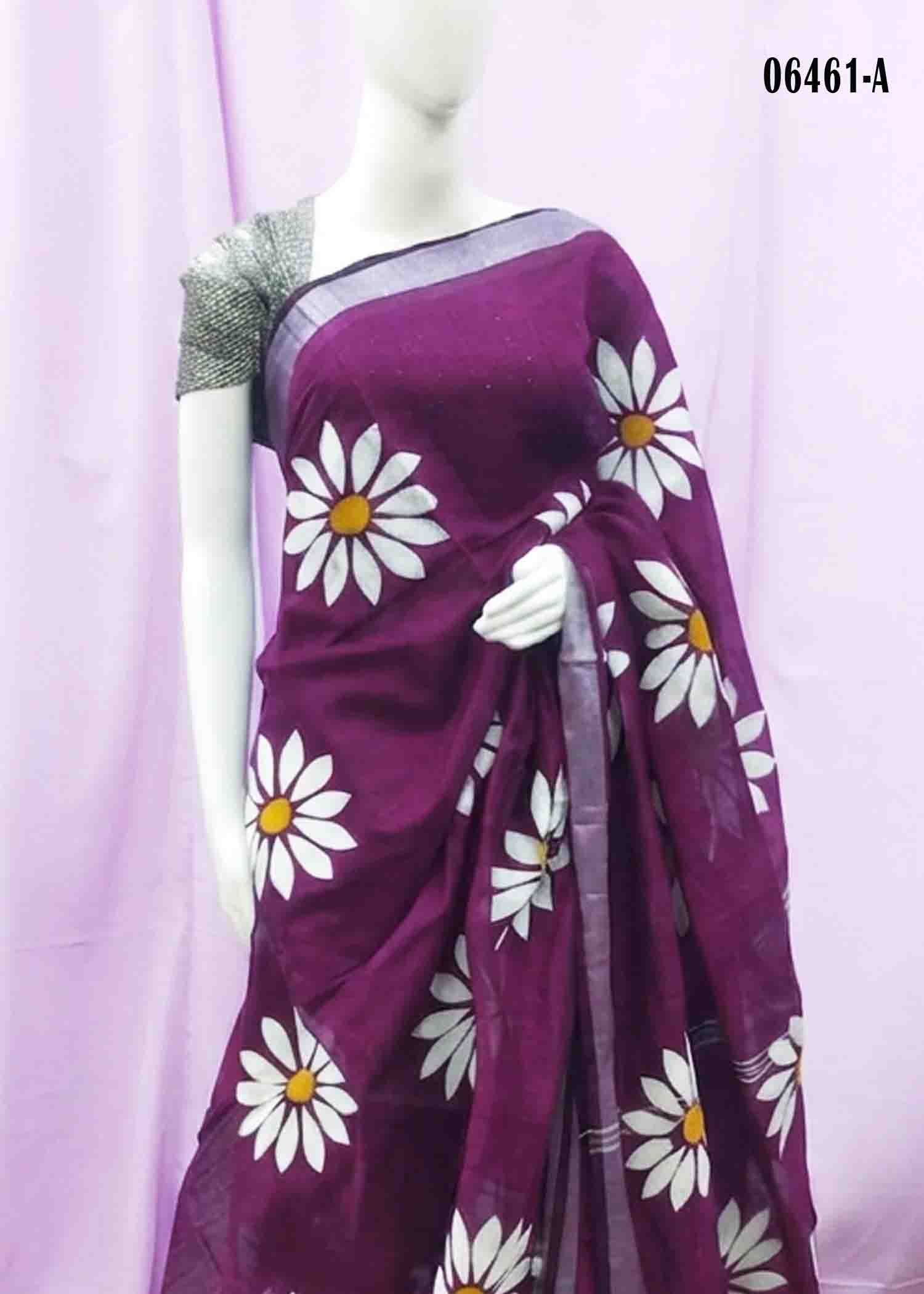 Sunflower - 06461-A Purple Color Handloom Cotton Saree CM1404487
