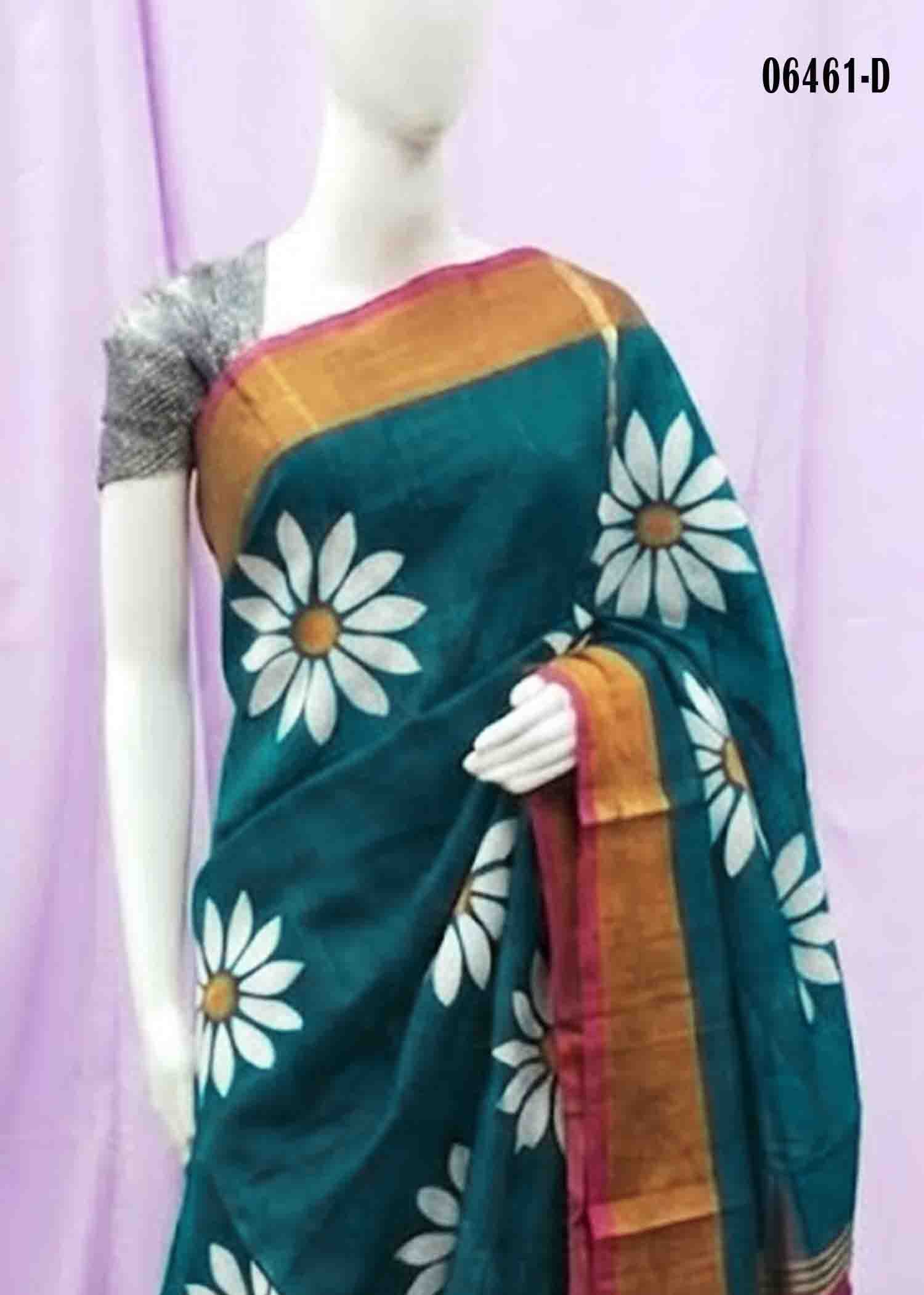 Sunflower - 06461-D Teal Green Color Handloom Cotton Saree CM1404487