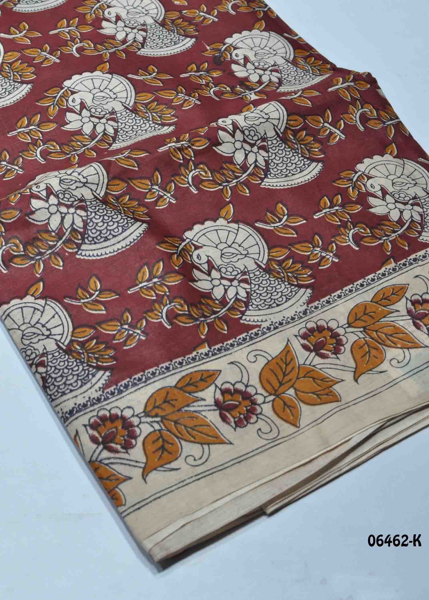 Aaradhya - 06462-K Maroon Color Kalamkari Cotton Saree CM1422927