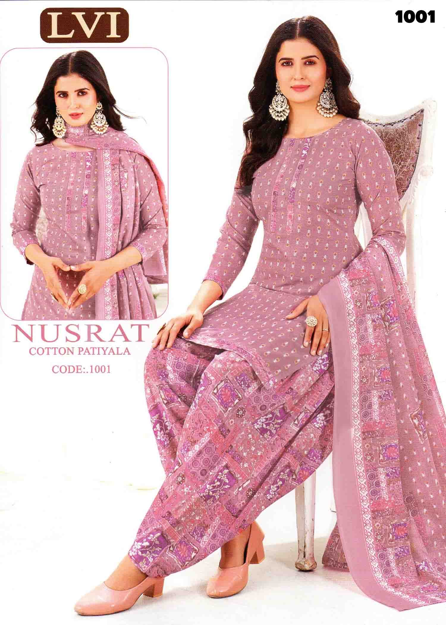 Nusrat (LVI) Vol-10 - 1001 DuskyPink Color Mixed Cotton Salwar Material CM1400609 (RR6E)
