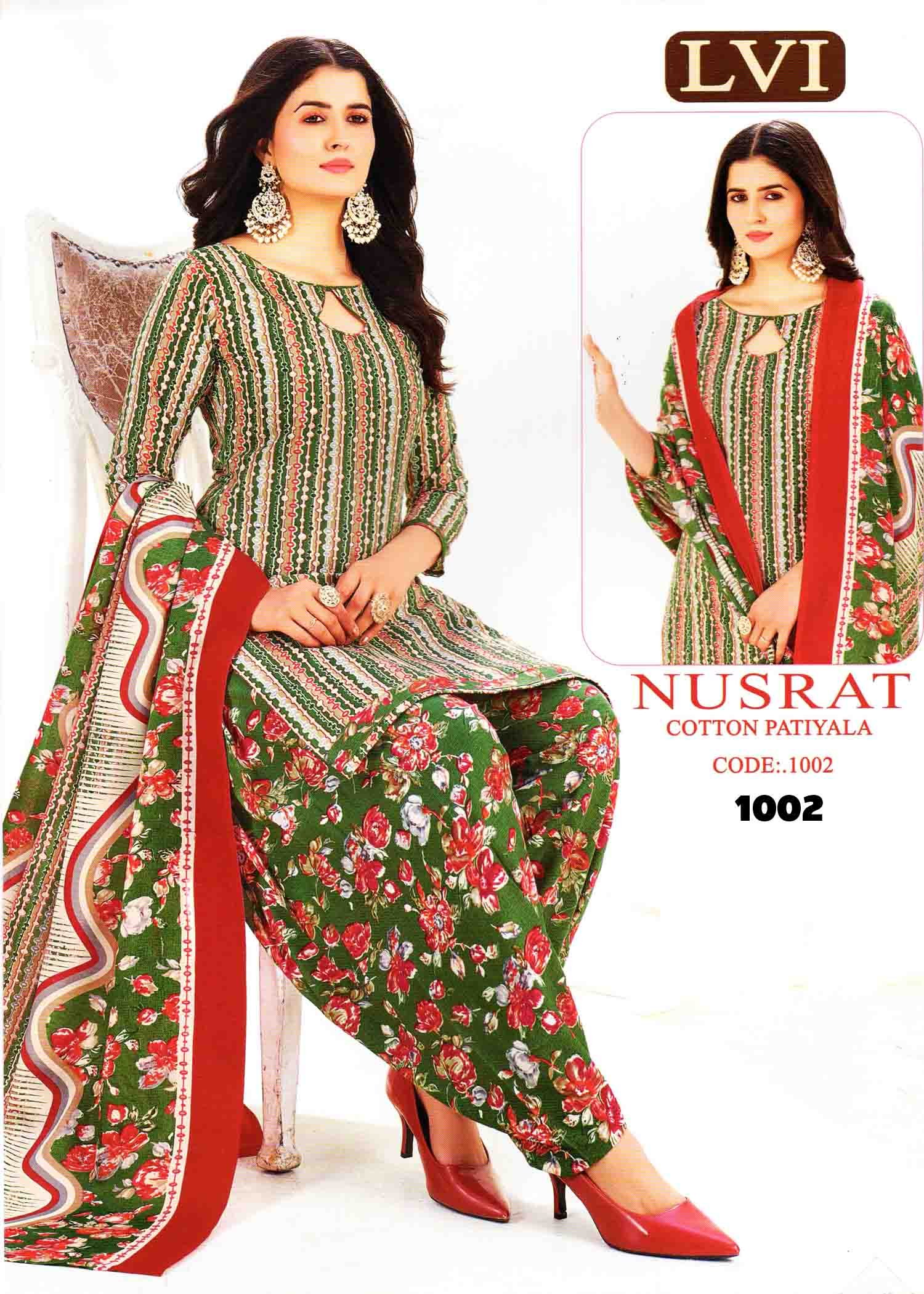 Nusrat (LVI) Vol-10 - 1002 Multi Color Mixed Cotton Salwar Material CM1400609 (RR6E)