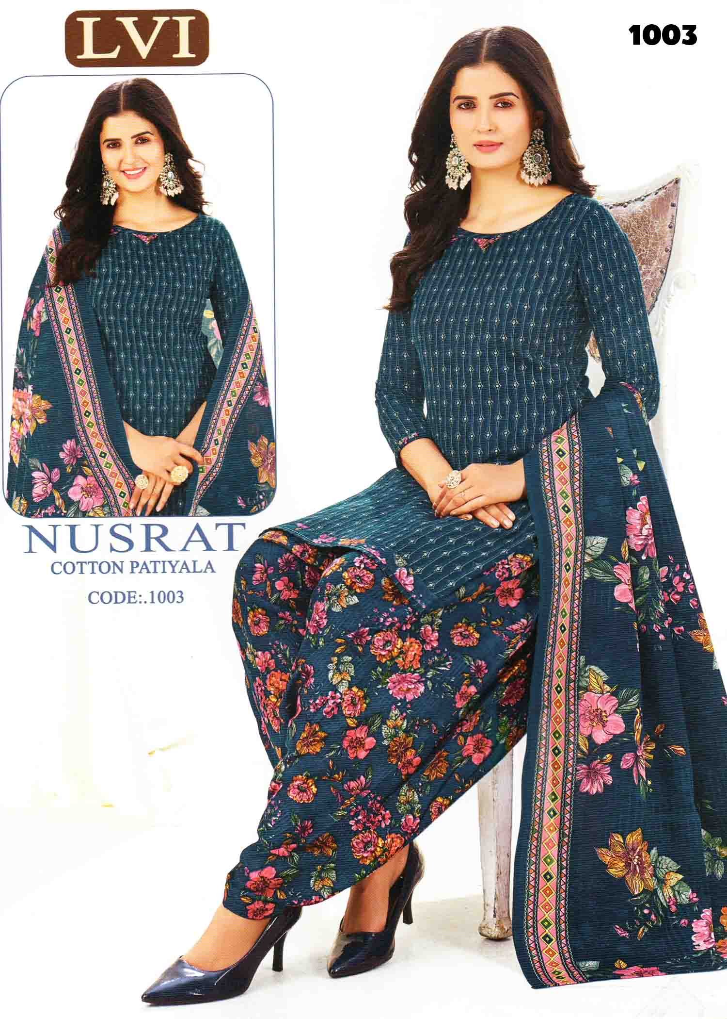 Nusrat (LVI) Vol-10 - 1003 Tealblue Color Mixed Cotton Salwar Material CM1400609 (RR6E)