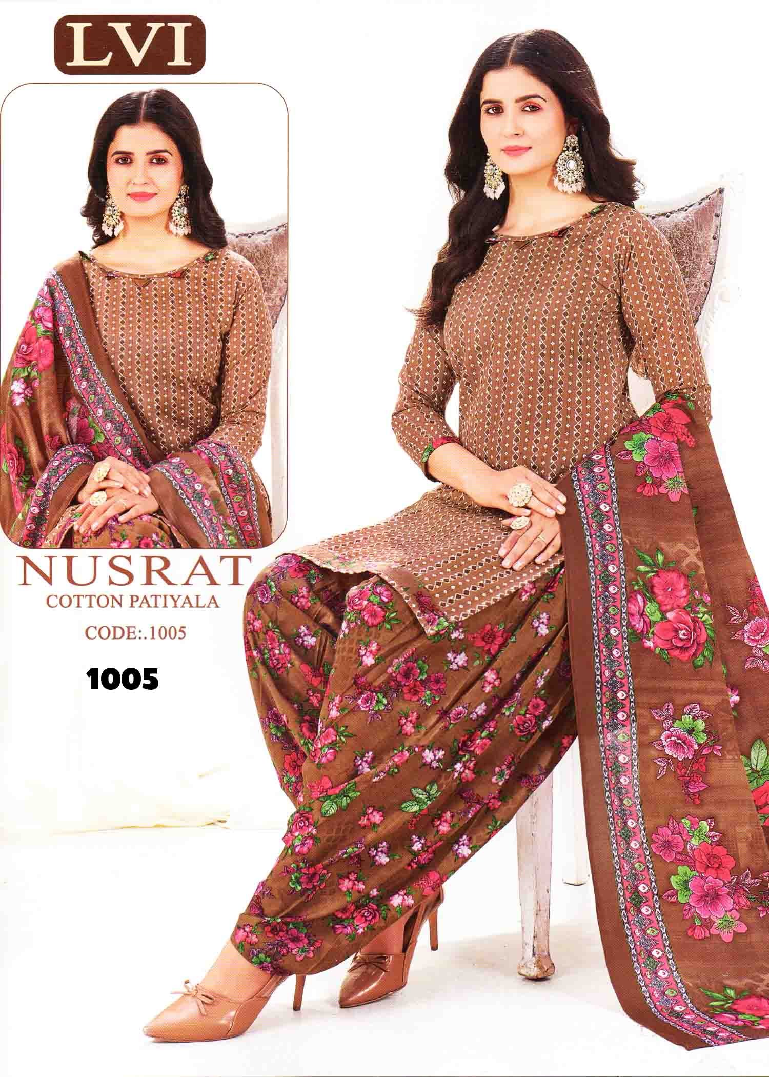 Nusrat (LVI) Vol-10 - 1005 Brown Color Mixed Cotton Salwar Material CM1400609 (RR6E)