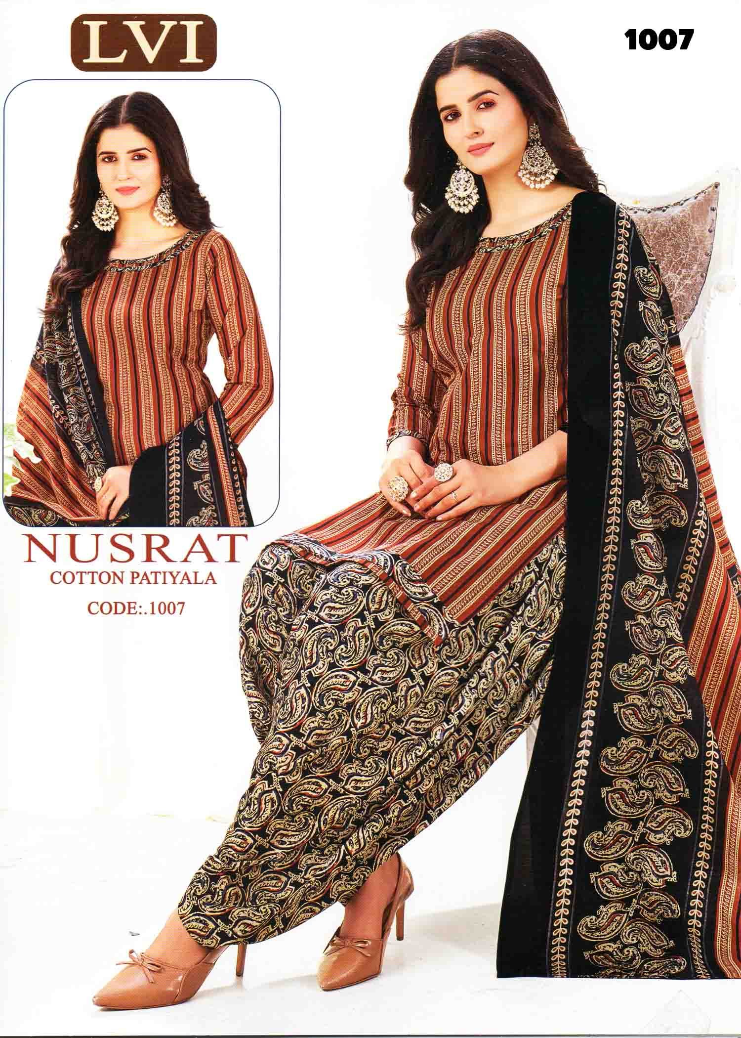 Nusrat (LVI) Vol-10 - 1007 mustardyellow. Color Mixed Cotton Salwar Material CM1400609 (RR6E)