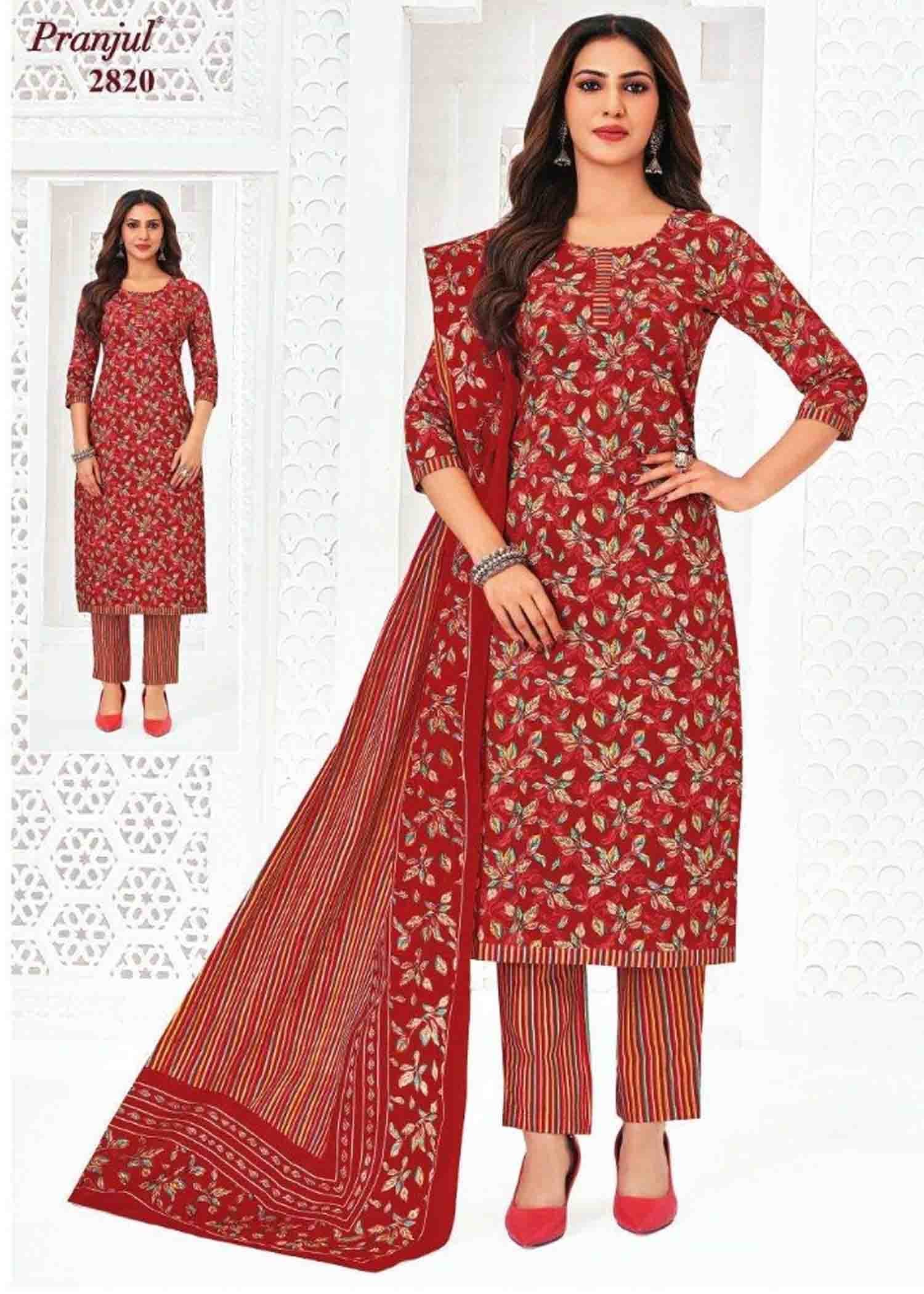 Pranjul Salwar Vol-28 2820 (3XL ) DarkRed Color Readymade Cotton (Straight Pant) Salwar CM1425943 (RR6E)