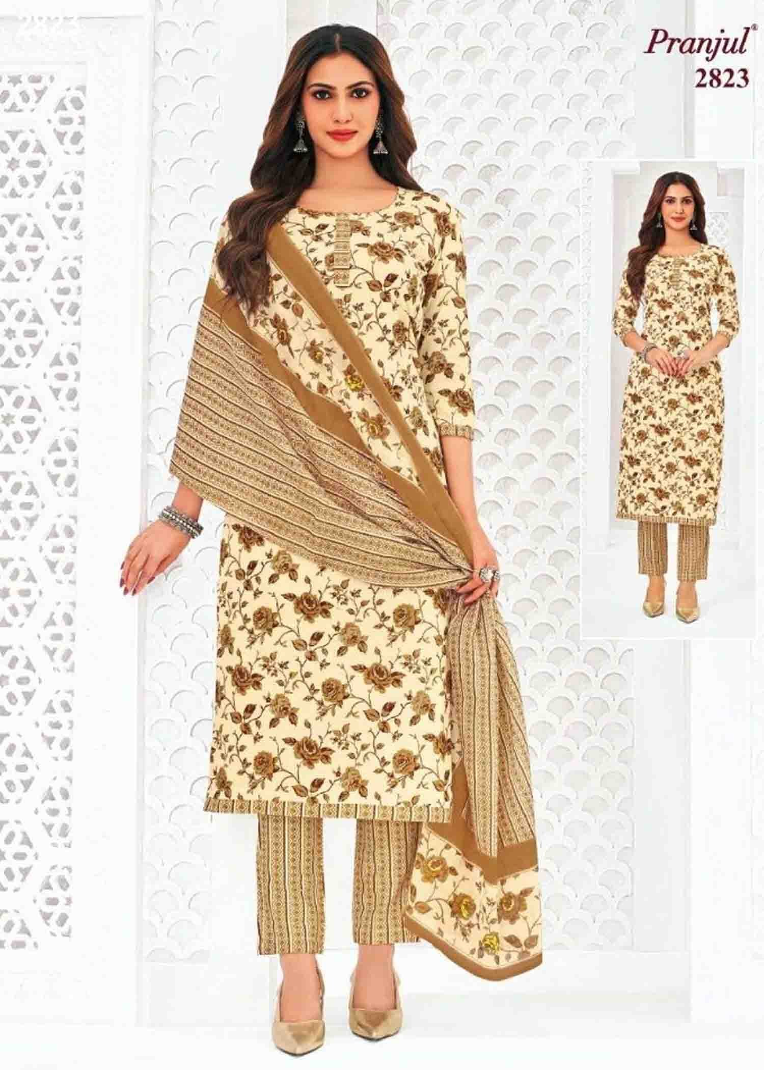 Pranjul Salwar Vol-28 2823 (3XL ) LightSandal Color Readymade Cotton (Straight Pant) Salwar CM1425943 (RR6E)