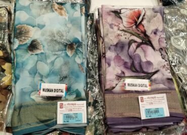 masthan 540-A skyblue and lavender COLOUR SYNTHETIC SAREE CM1420471*2PCS