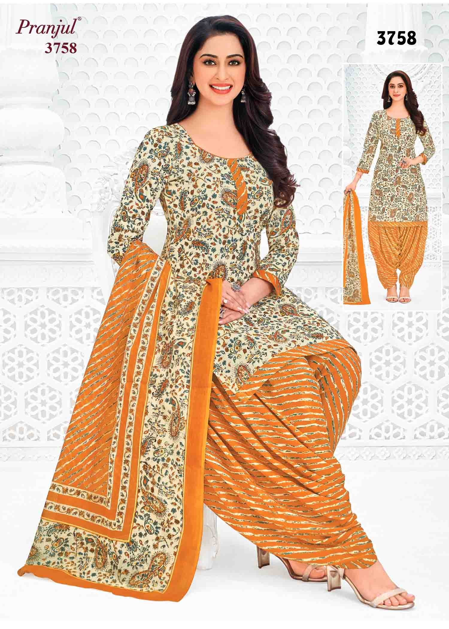 Pranjul Vol-37 (3) - 3758 Tan Color Cotton Salwar Material CM1408920 (LR5C)