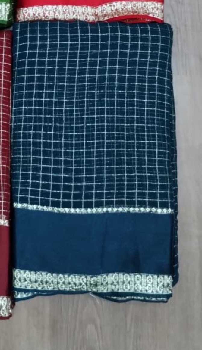 Agil- 06252-A PeacockBlue Color Trendy Viscose Georgette Saree CM1425706