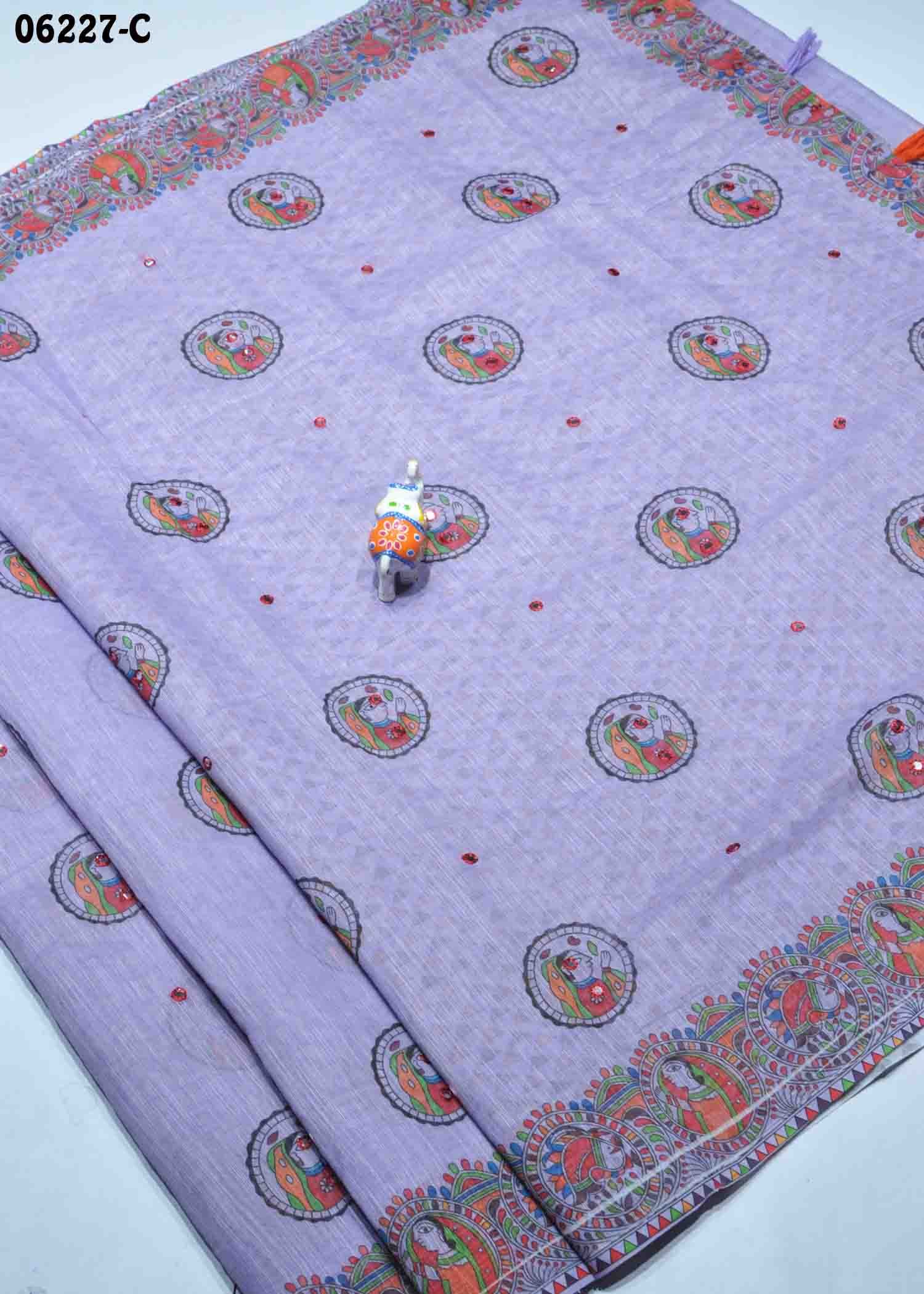 Akshaya - 06227-C Lavender Color Trendy Linen Cotton Saree CM1419962 (RR1B)